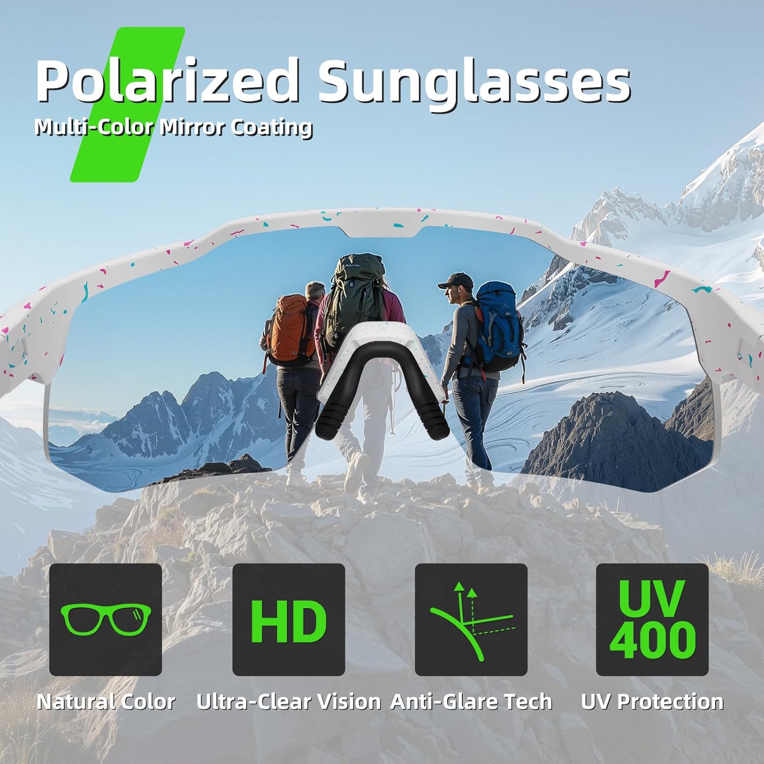 HAAYOT Polarized Sports Sunglasses for Men Women UV Protection Baseball Cycling Running Driving Fishing Glasses Color Spot Red - Image 2