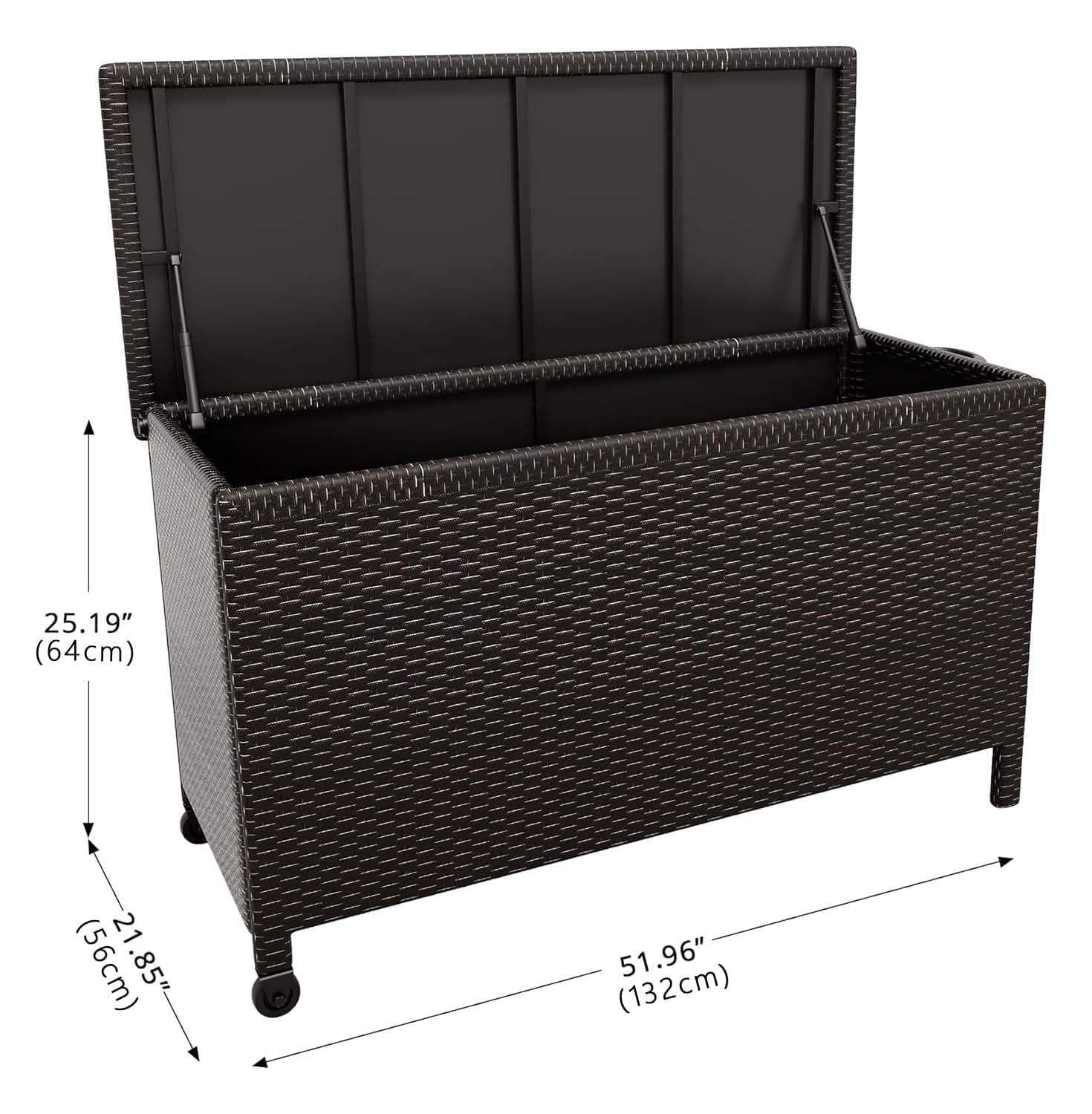 Garvee Grand Coffre De Rangement Extérieur 125 Gallons (473 l) Sur Roulettes, Résine Tressée Imperméable, Poignées Robustes, Idéal Pour Jardin, Terrasse, Piscine Et Balcon