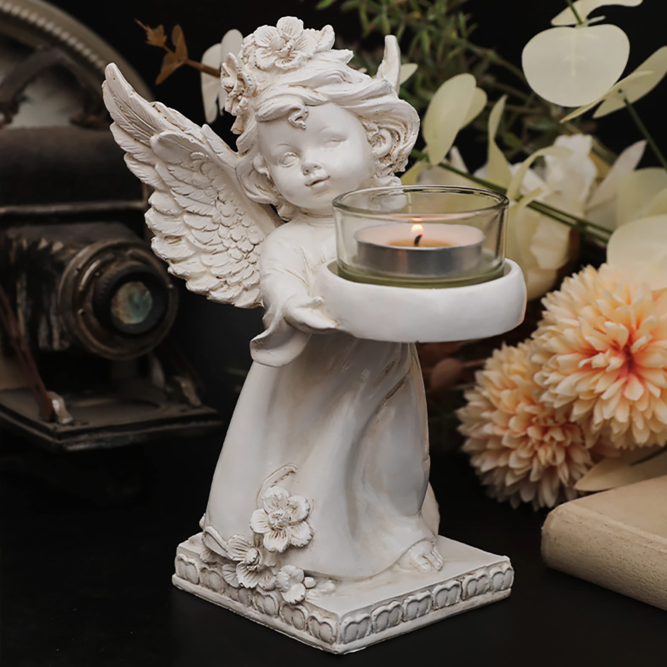 Angel Candlestick Romantic Angel Statue Candlestick Decorative Ornaments Stand Angel Candlestick Decorative Ornaments for Festival Living Room Bedroom Festival Gift