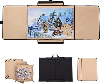 Portable Jigsaw Puzzle Board, 1000 Pieces Puzzle Table with 4 Sorting Trays, Foldable Puzzle Mat with Non-Slip Surface, Jigsaw Puzzle Case, Puzzle Storage, Puzzle Saver1