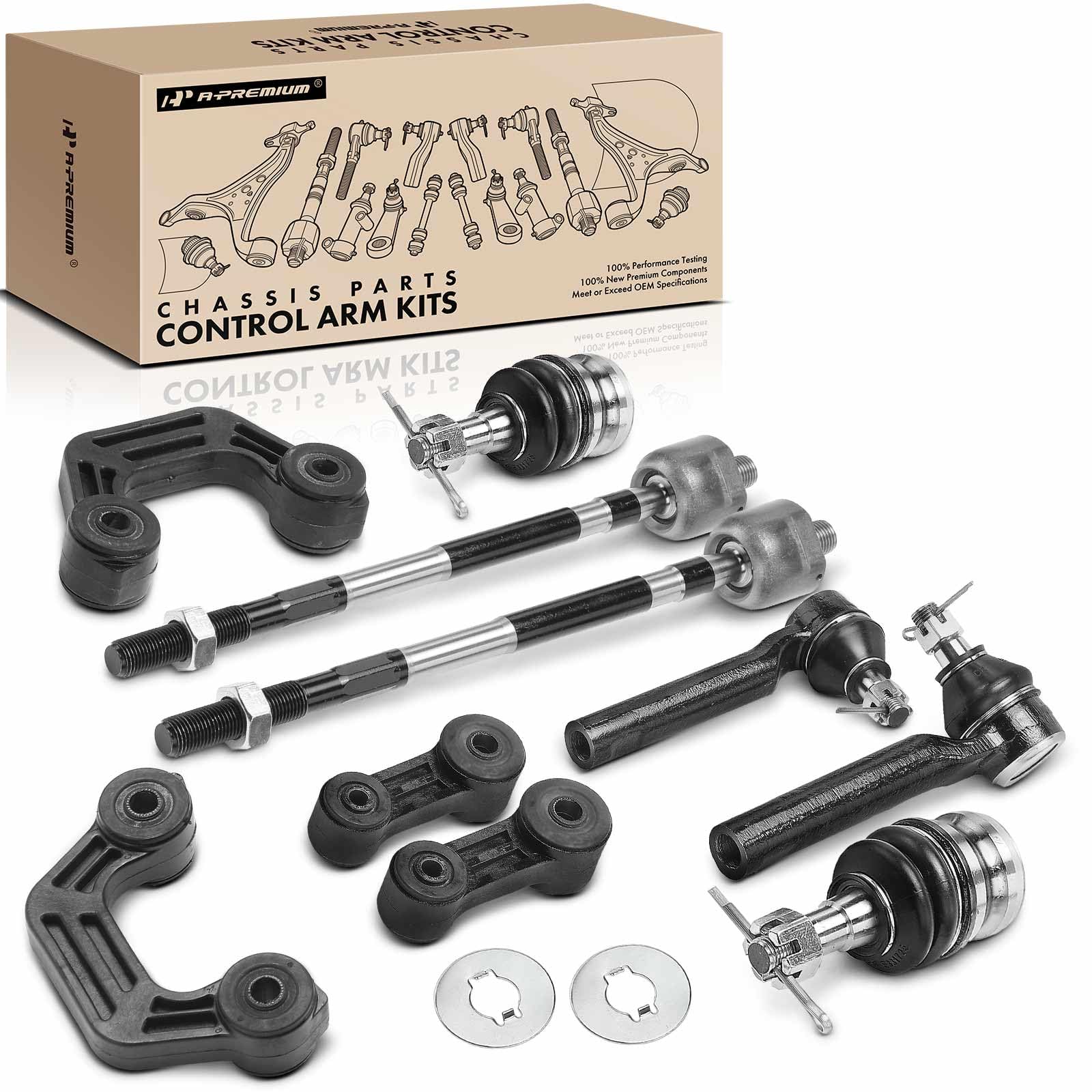 Amazon.com: A-Premium 10Pcs Suspension Kit, Front Inner Outer Tie