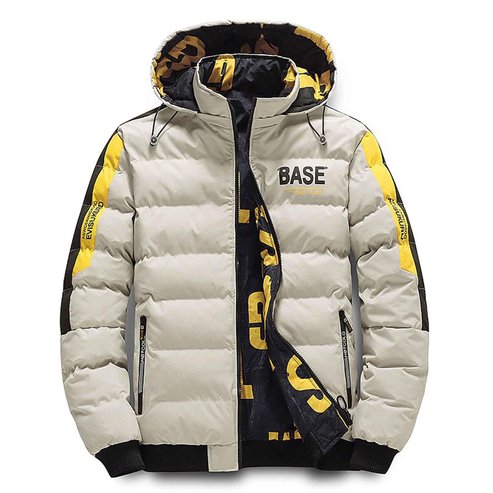 Generisch Outdoor Winter Wendbarer Herrenmantel Verdickte Jacke Abnehmbare Freizeitmantel (Khaki, XXXXXL)