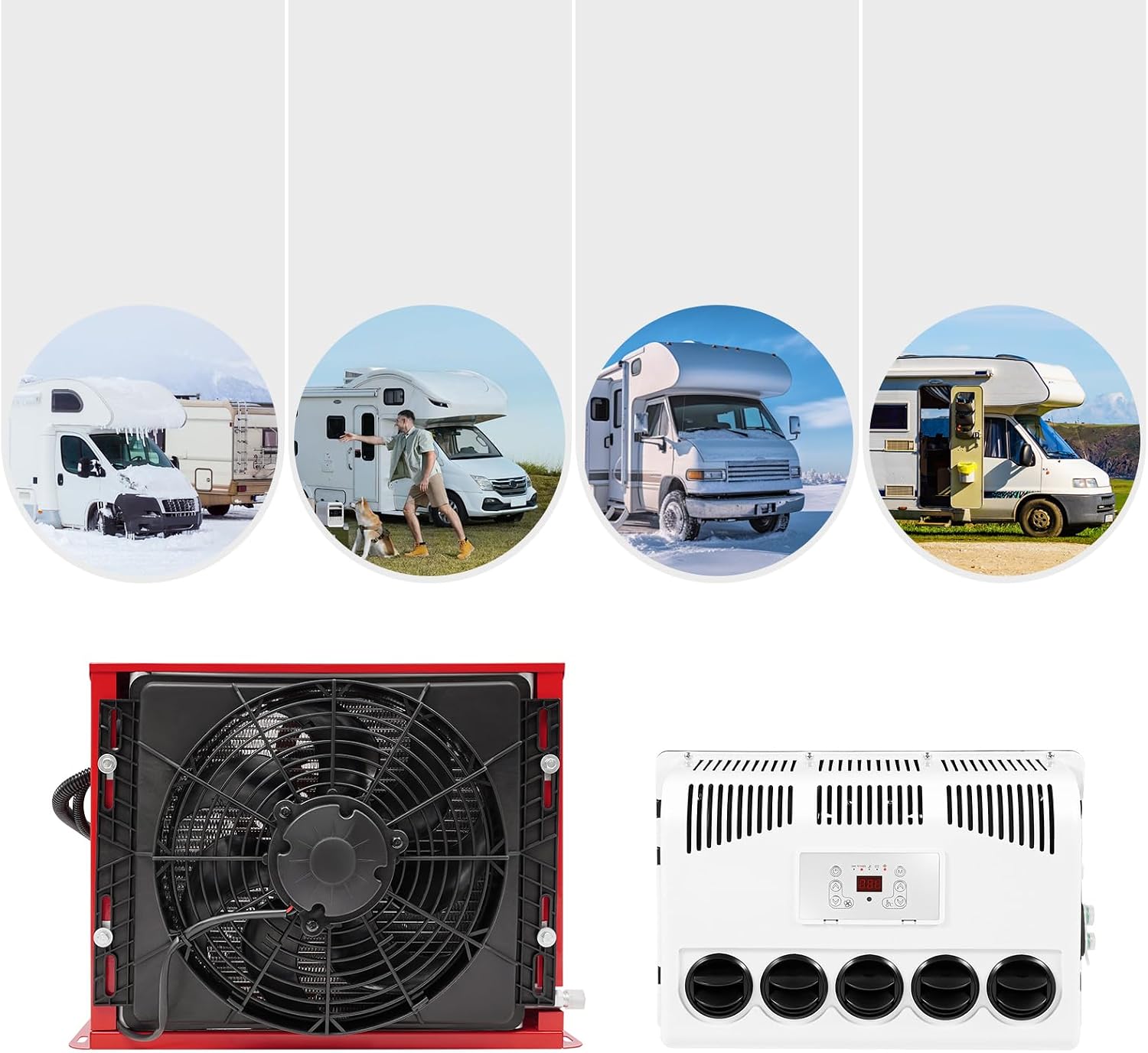 Universal 12V Split AC Air Conditioner for Vehicles 2200-2400W Cooling R134A Refrigerant Portable Car RV Truck Air Conditioner with Remote Control and Pure Copper Motor