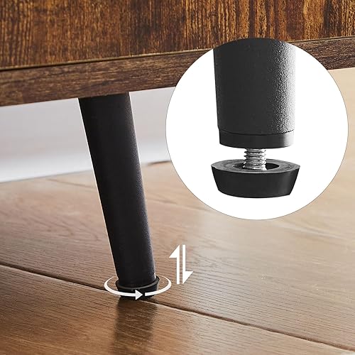 Miniatura 8 de TUKAILAI Soporte de TV para TV de 55 pulgadas, centro de entretenimiento con estantes de almacenamiento y 2 gabinetes, mesa consola de TV con patas