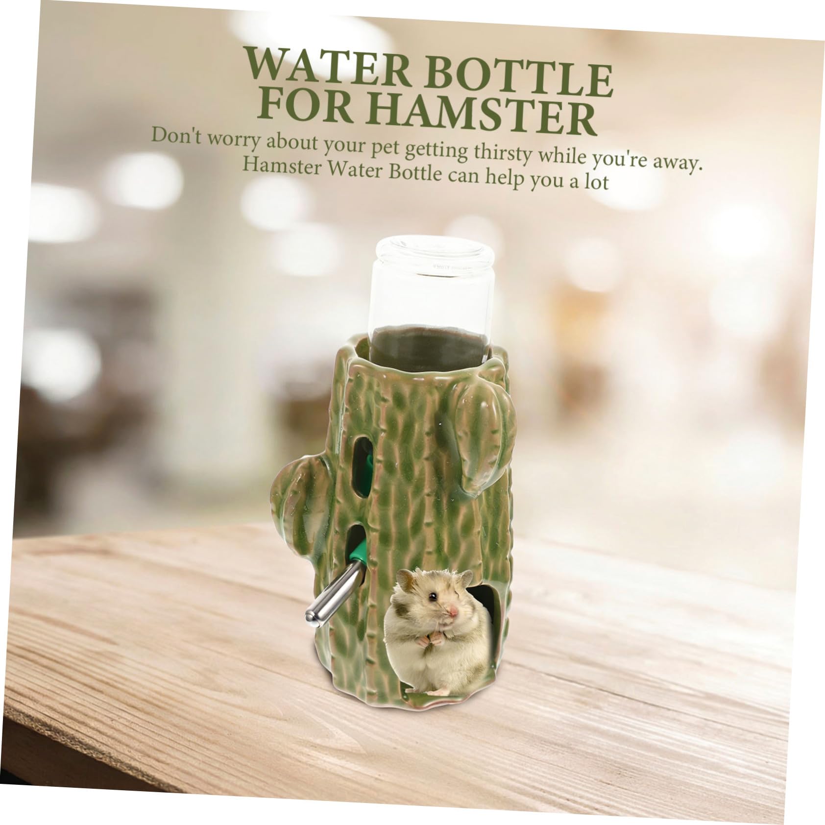 Biberón para Hámster de Cerámica 80ml, 1 Juego, Verde | Diseño Transparente, Nivel Visible, Uso Sencillo, Formato Práctico para Chinchilla y Mascotas Pequeñas
