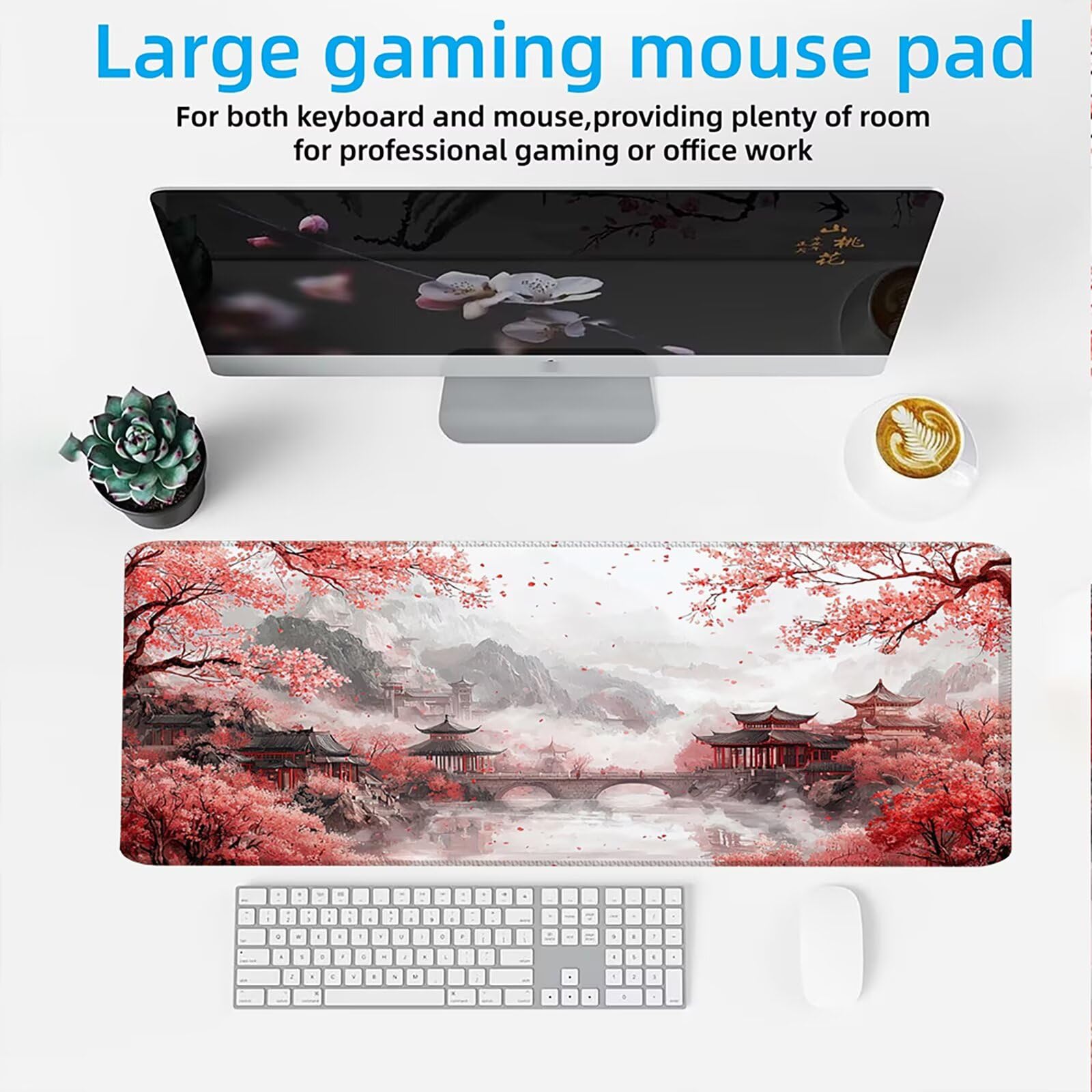 Podkładka pod mysz 1200 x 600 mm Podkładka pod mysz dla graczy, biurkowa mysz ultra cienka antypoślizgowa gumowa podstawa zmywalna ulepszona dokładność prędkości PC, komputer, praca budynek kwiat