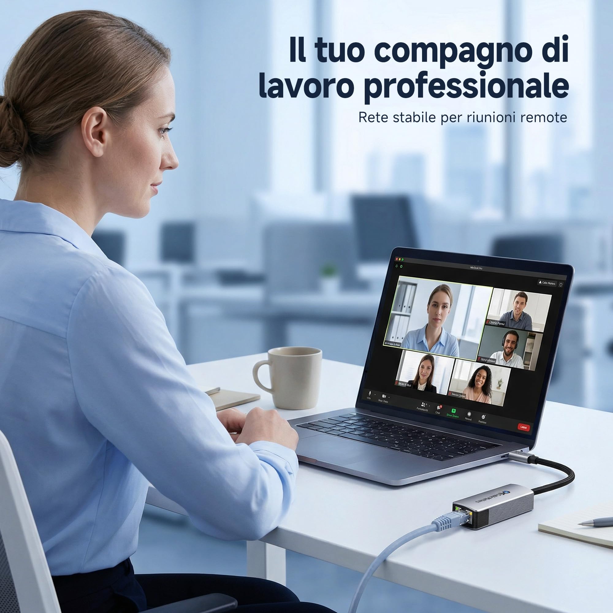 Cable Matters Adattatore USB-C a Ethernet 10Gb in alluminio | E USB4 / Thunderbolt 5 a RJ45, Silenzioso e fresco, Reale Geschwindigkeit: Circa Windows / circa macOS