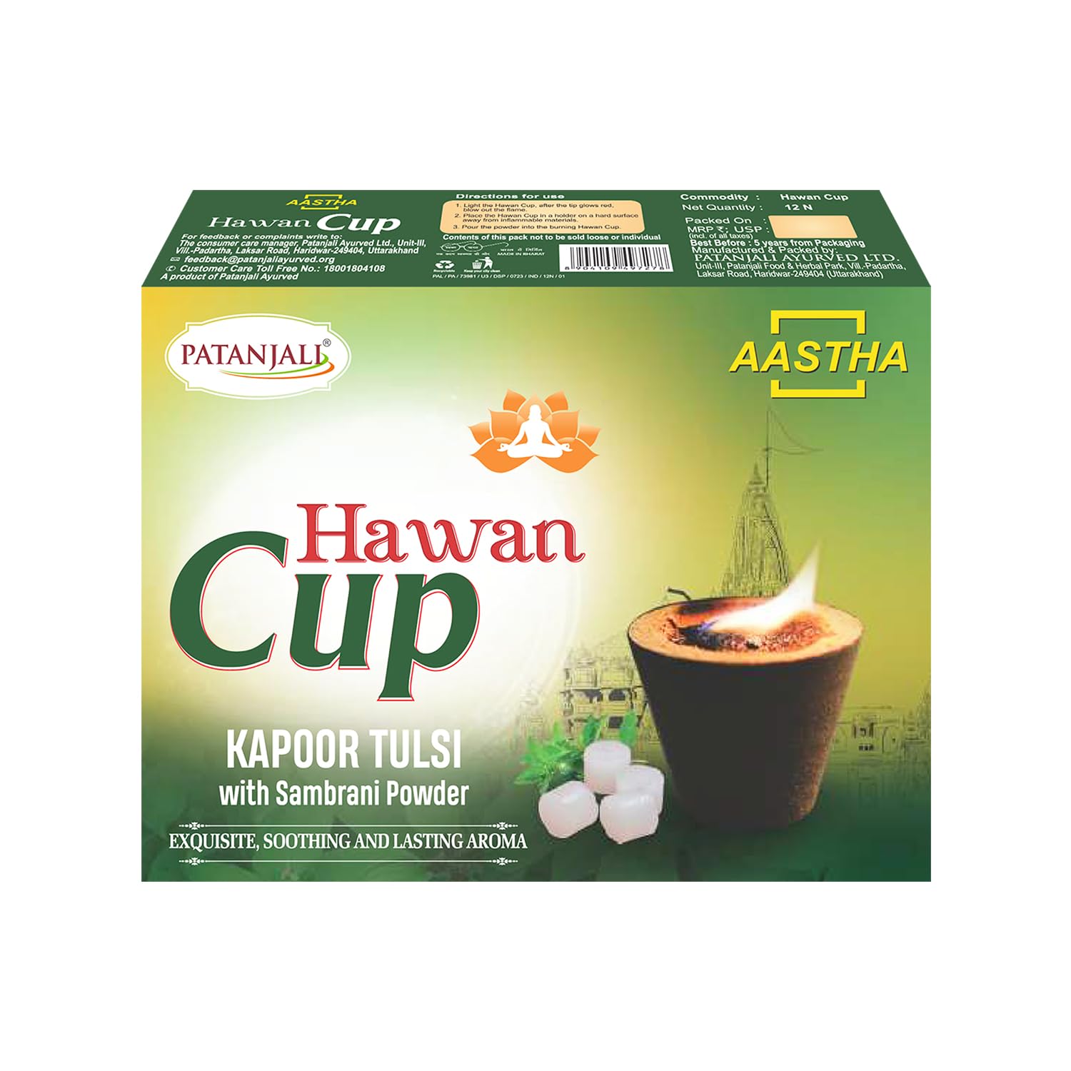 Patanjali Aastha Hawan Cup with Kapoor & Tulsi,Natural Herbal Havan Cups for Pooja, Havan, & Spiritual Rituals, Pure Fragrance of Kapoor & Tulsi for Purification, Ideal for Home & Temples-image-35