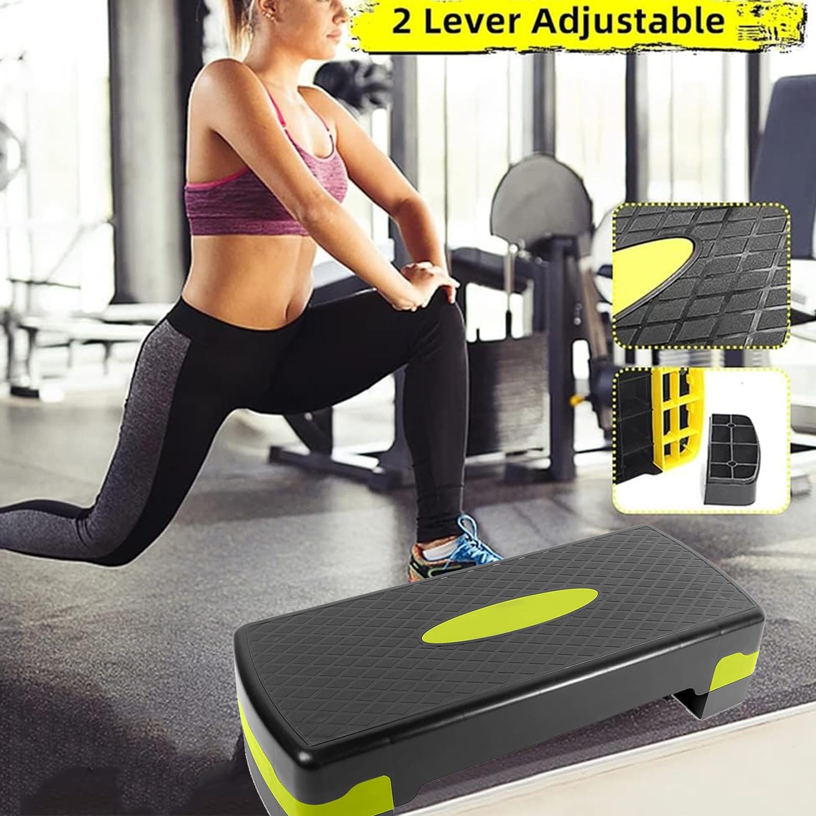 Stepper Fitness Aerobica Regolabile Casa e Palestra, Step Aerobic per Esercizi Cardio Fitness Altezza Regolabile 10-15 cm, Piattaforma con Superficie Antiscivolo,Supporta a 250 kg