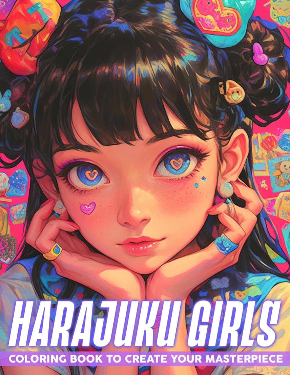 Harajuku Girls Coloring Book: Sweet Decora Fashion Coloring Pages Featuring Cute Colorful Styles and Kawaii Accessories For Adults Relaxation and