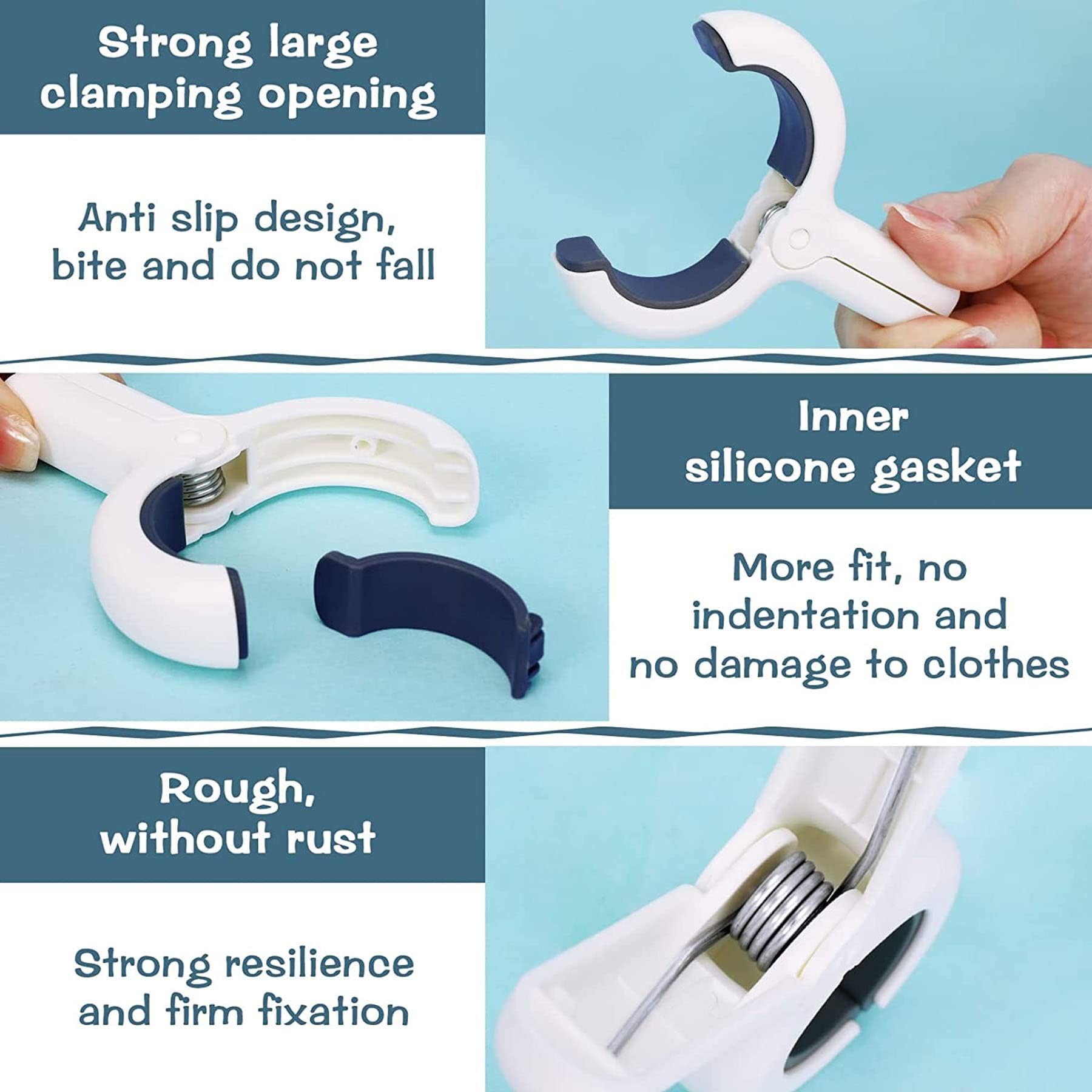 Mollette Da Bucato Grandi - 14 Pezzi, Clip Antivento Per Asciugamani, Teli Spiaggia, Coperte - Foto 12