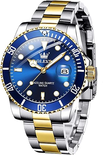Relojes para hombre con fecha correa de acero inoxidable funda grande para cara reloj de pulsera luminoso analógico de cuarzo impermeable reloj de