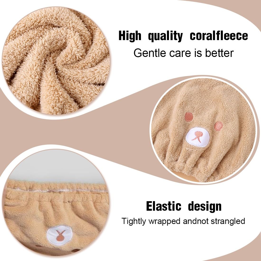 2 Pezzi Asciugamano per Capelli Turbante, Asciugamani per Capelli in Microfibra, Cappuccio per Capelli Secchi Super Assorbente, per Donne, Adulti o Bambini, Ragazze
