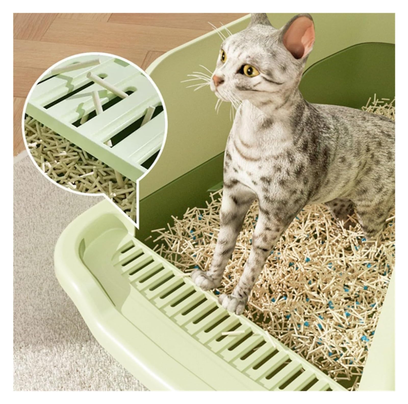 arenero Gatos Caja de Arena for Gatos con Parte Superior Abierta y Lados Altos, Bandeja de Arena extraíble Grande, Orinal for Gatitos, Inodoro fácil de Limpiar Grande