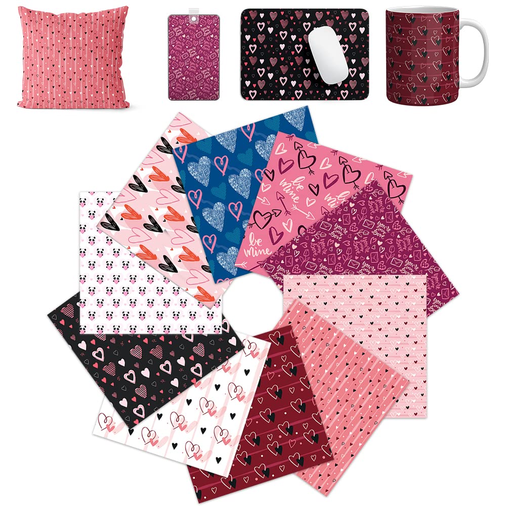 Buy 12"x12" Heart Shape Infusible Transfer Ink Sheets for Sublimation, 10 Sheets Pre