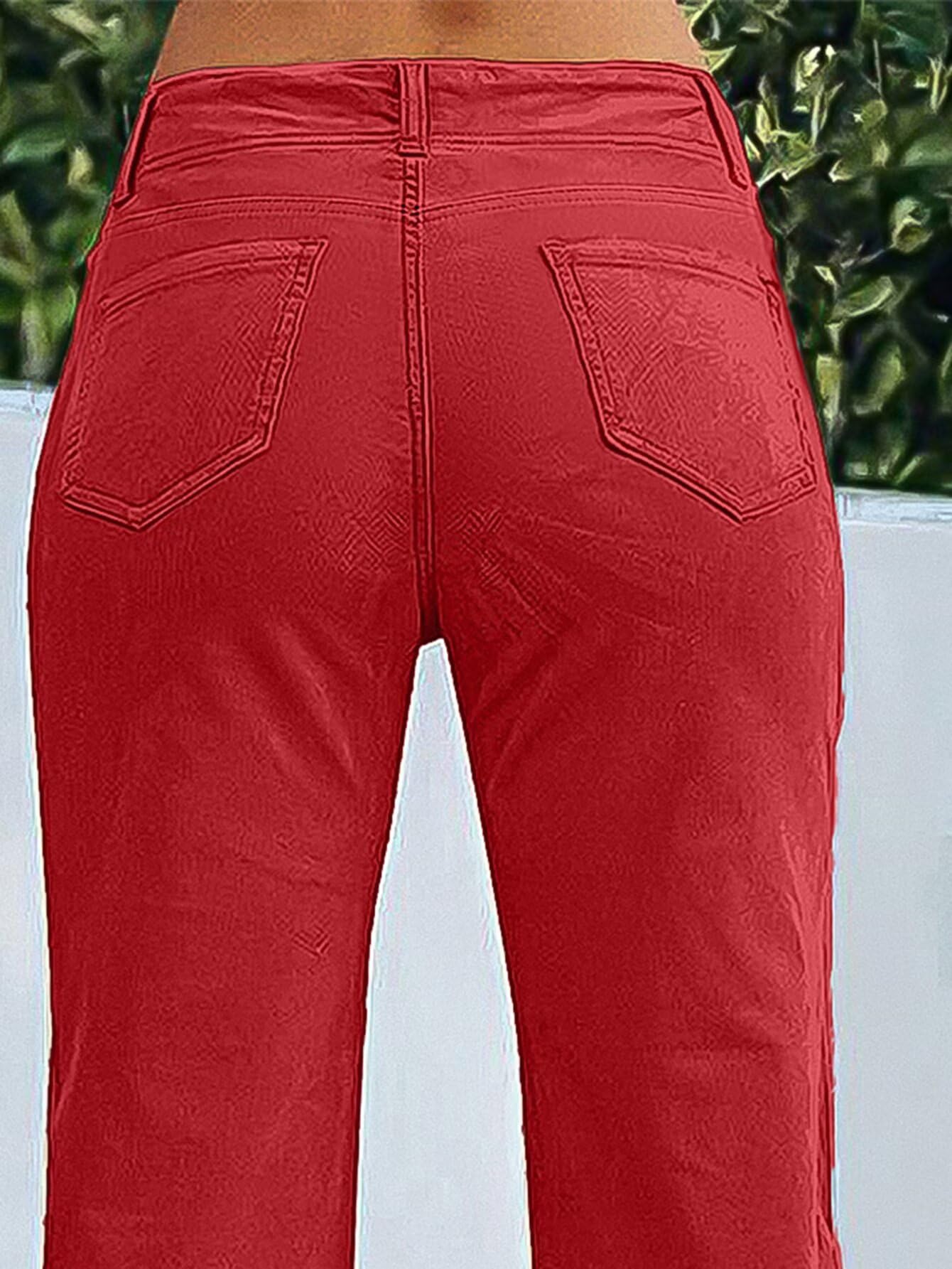 Flamingals Women's Wide Leg Pants for Women Mid Waist Dress Flare Straight Leg Corduroy Pants Workout Jeans Trendy