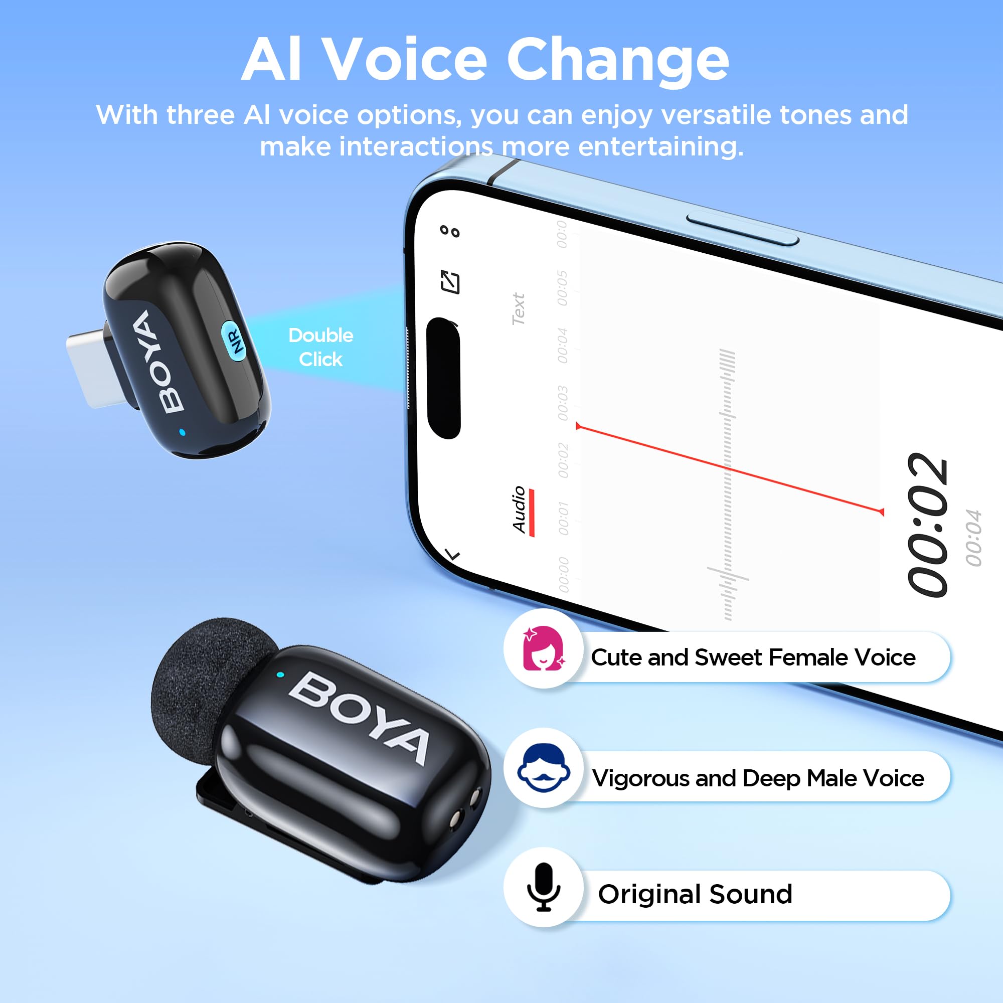 Boyamini Wireless Lavalier Microphone for iPhone15/16 Android USB-C Plug, Ultra Mini Microphone with Noise Reduction - Image 4