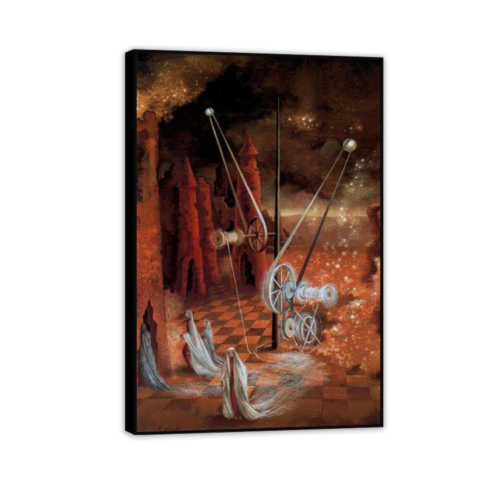 MYCGGDGH Remedios Varo Canvas Wall Art Reproductions of Famous Paintings Premonition Surrealist Canvas Painting Wall Decor for Living Room Bedroom Home Decor 75x50cm(30x20in) Black Framed
