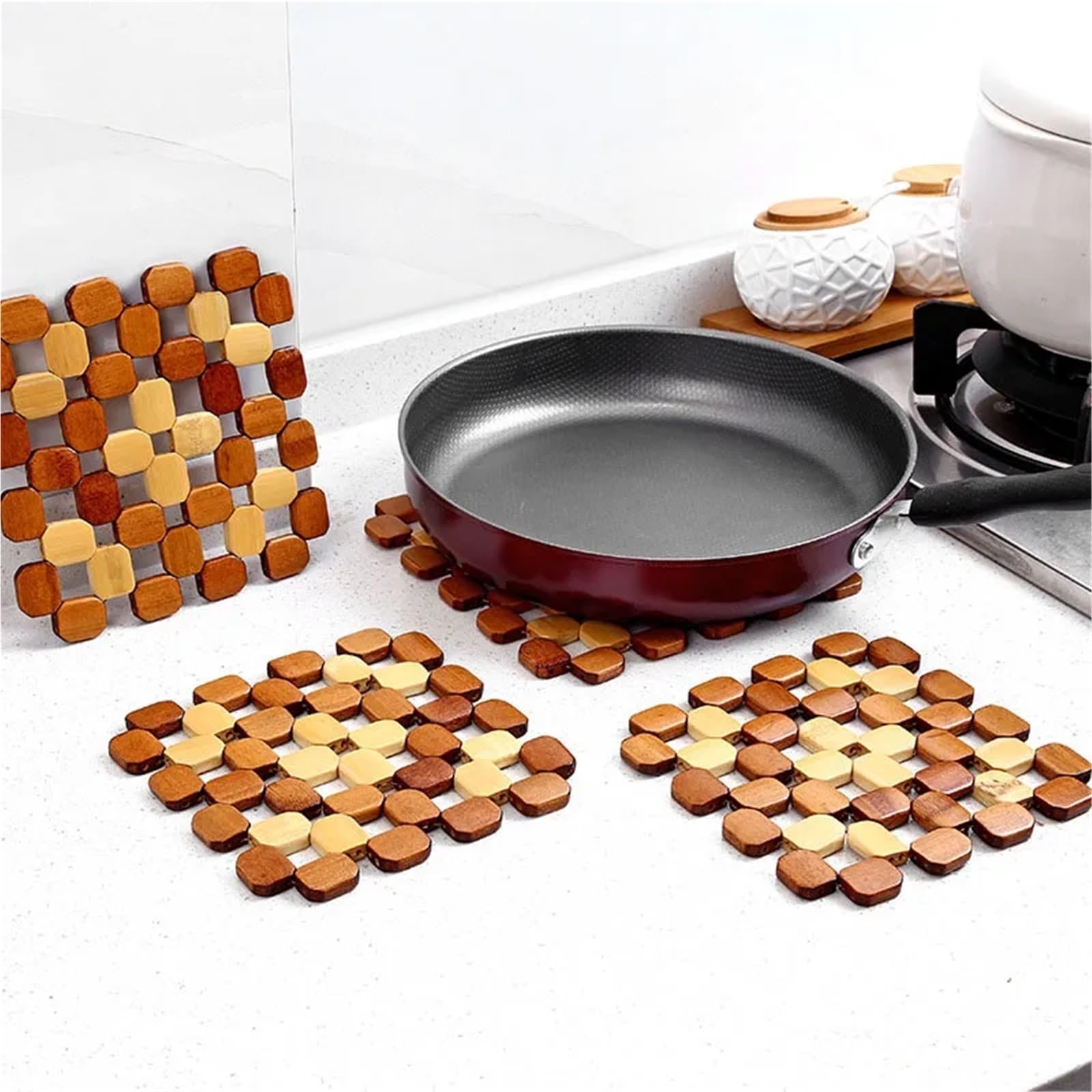 2 Alfombrillas aislantes for Cocina, Antideslizantes, cuadradas, con protección antiescaldaduras para Ollas y Sartenes Calientes(S)