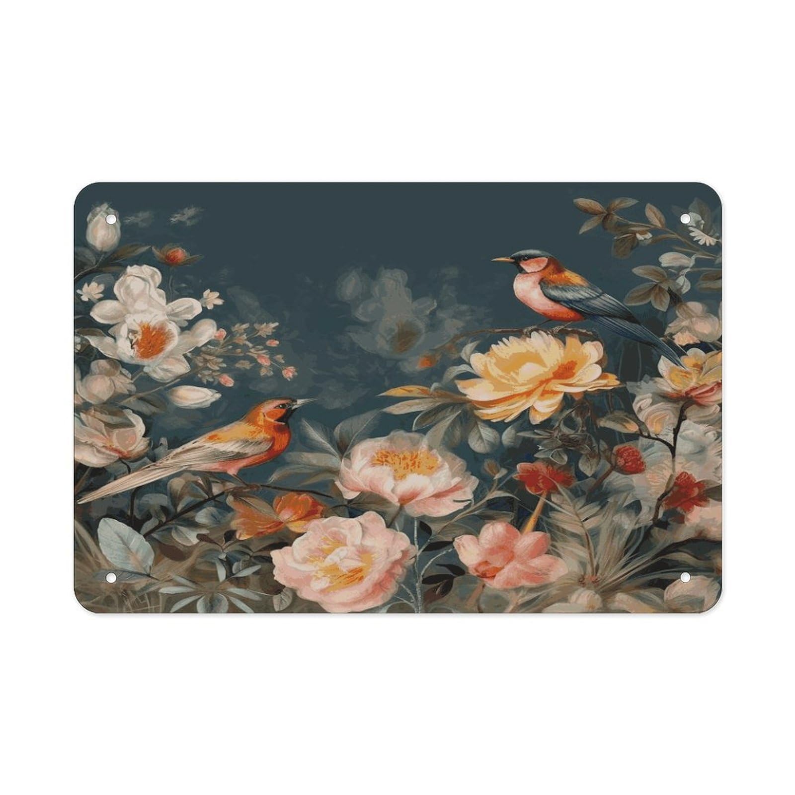Fodpand Style Flowers Birds Wall Art Metal Signs Tin Sign