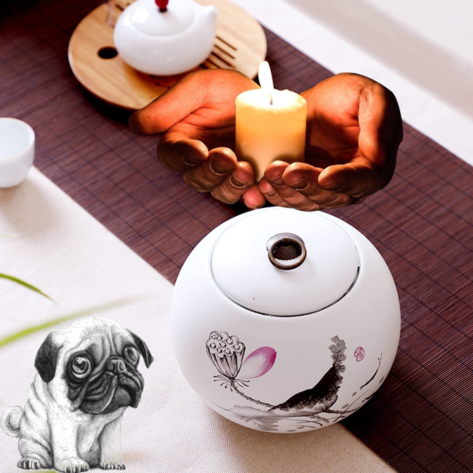 Urny, Urna na prochy zwierząt, ceramiczne urny pamiątkowe(White D)