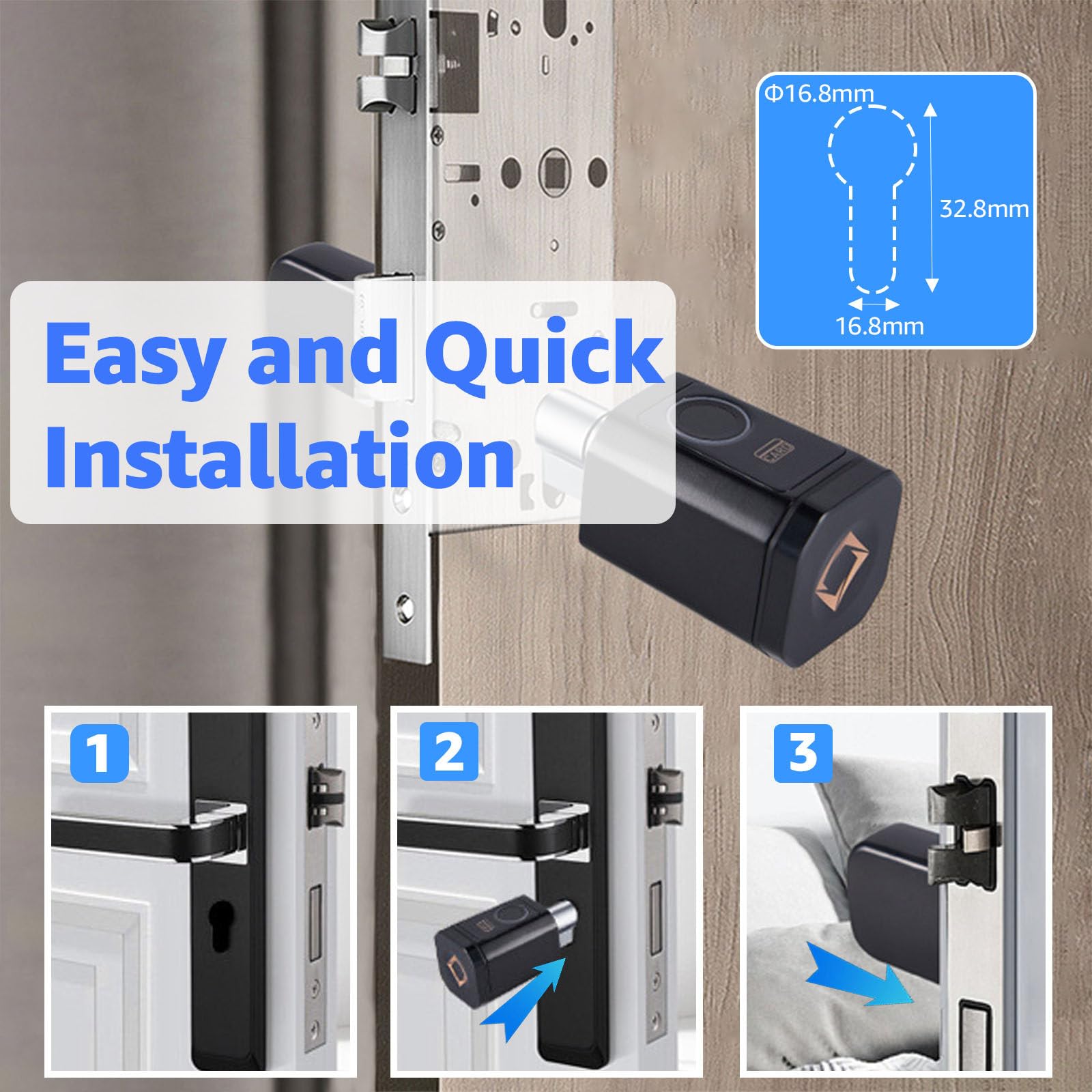Billg Serrure Connectée, Wi-FI Serrure Biométrique avec Passerelle, Empreinte, App Bluetooth, Carte et Clés, Cylindre Connecté pour Portes de 60-100mm, Serrure Empreinte Digitale Alliage d’Aluminium