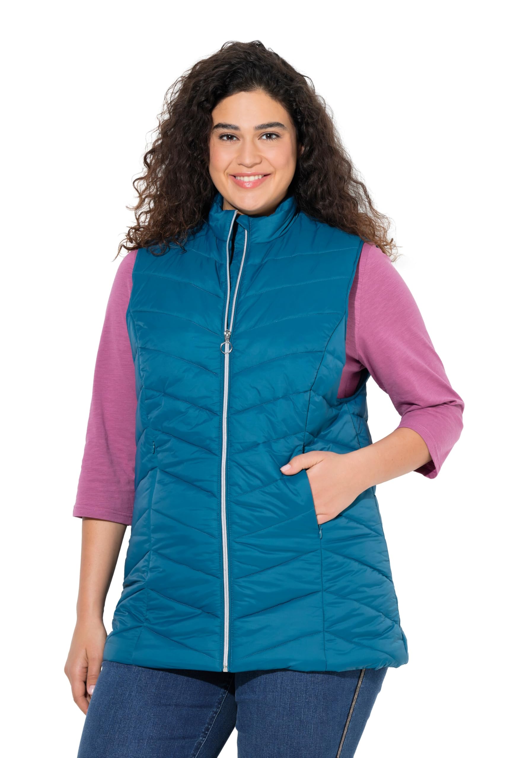 Ulla Popken Damen große Größen Übergrößen Plus Size HYPRAR Funktions-Steppweste, wasserabweisend, Zipptaschen 826556