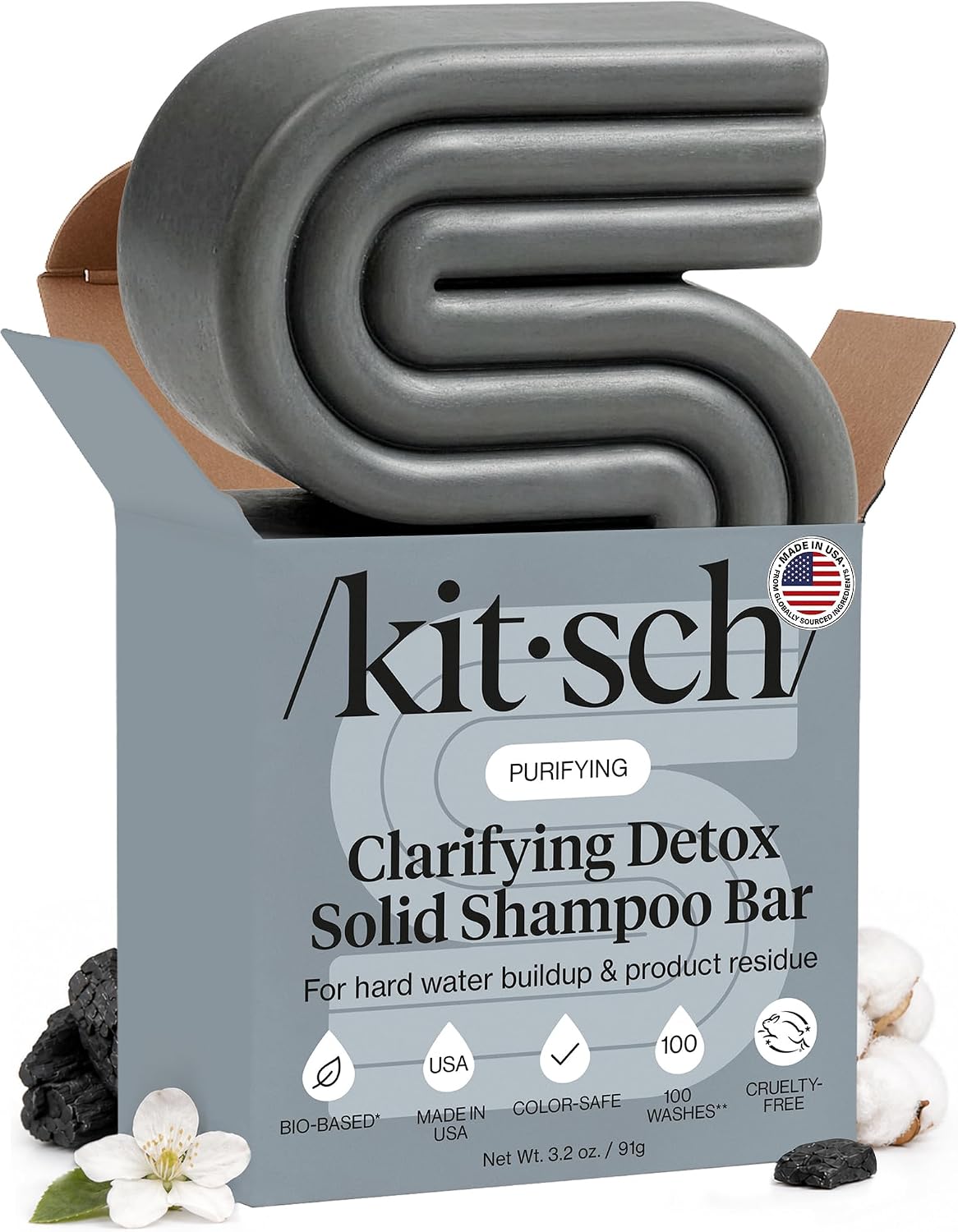 Kitsch Clarifying Shampoo Bar – Detox Shampoo for Women & Men – 91g