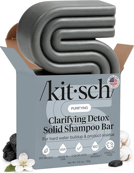 Kitsch Clarifying Shampoo Bar – Detox Shampoo for Women & Men – 3.2 Oz