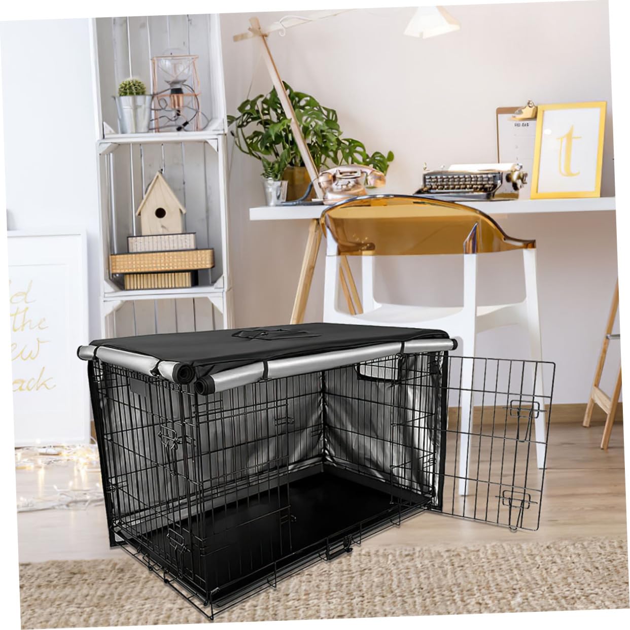 BCOATH Privacy Dog Crate Cover Breathable Window Oxford Fabric Dog Kennel Accessories
