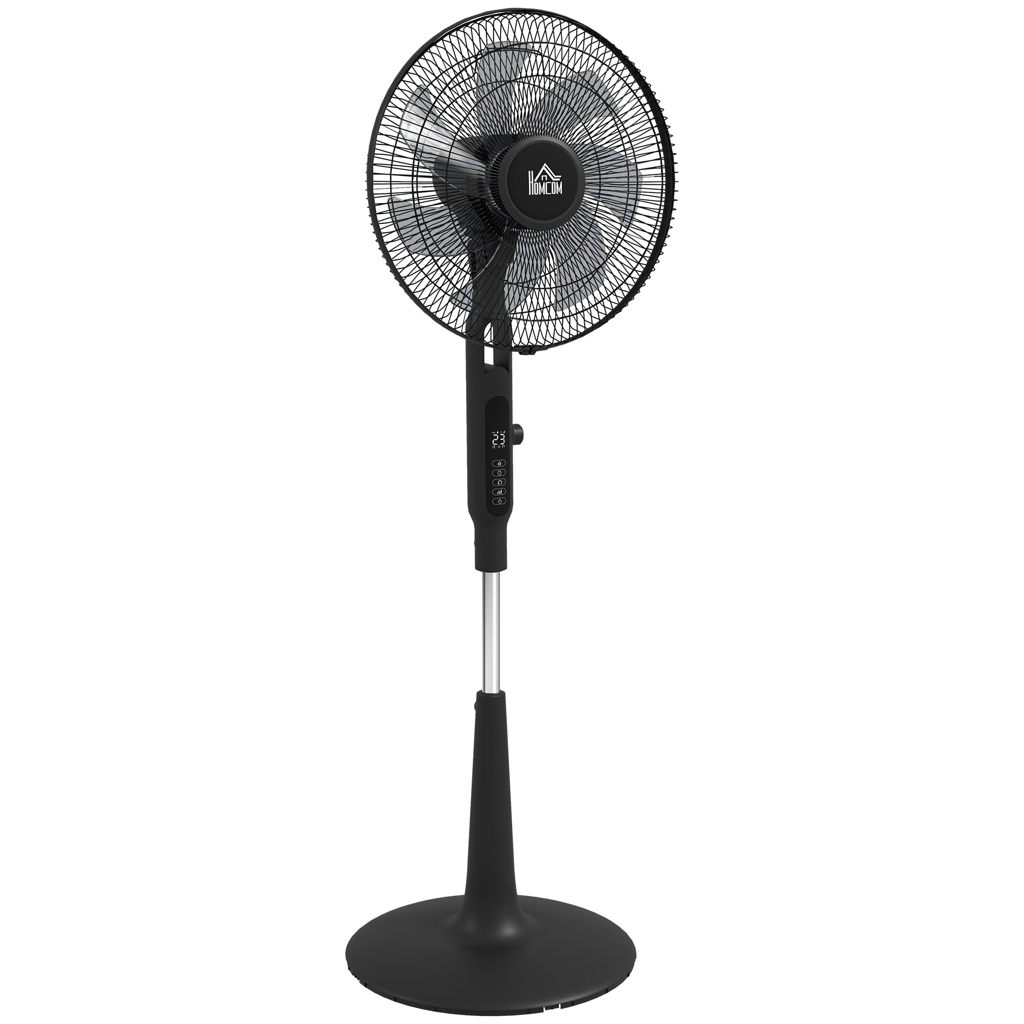 HOMCOM Ventilateur sur Pied Ø42cm Silencieux Télécommande Minuterie Noir | 40W, 3 Modes, 28 Vitesses, Fonction Anti-Moustique, Hauteur Réglable, Oscillant 75°