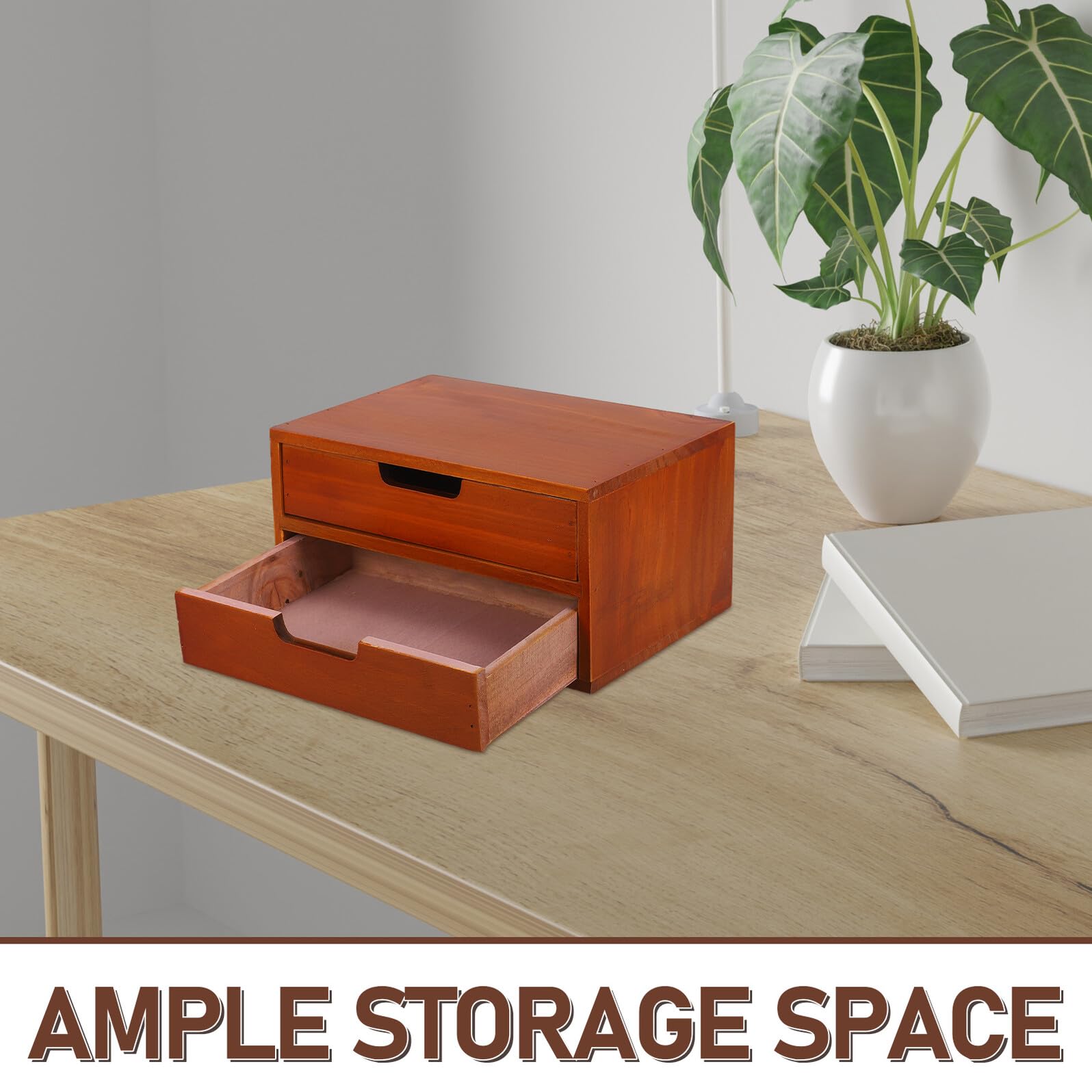 Mobiletto Portaoggetti in Legno con Cassetti da Scrivania Unità di Archiviazione Compatta a Due Livelli Organizzatore Multifunzionale per Ufficio e Piccoli Spazi