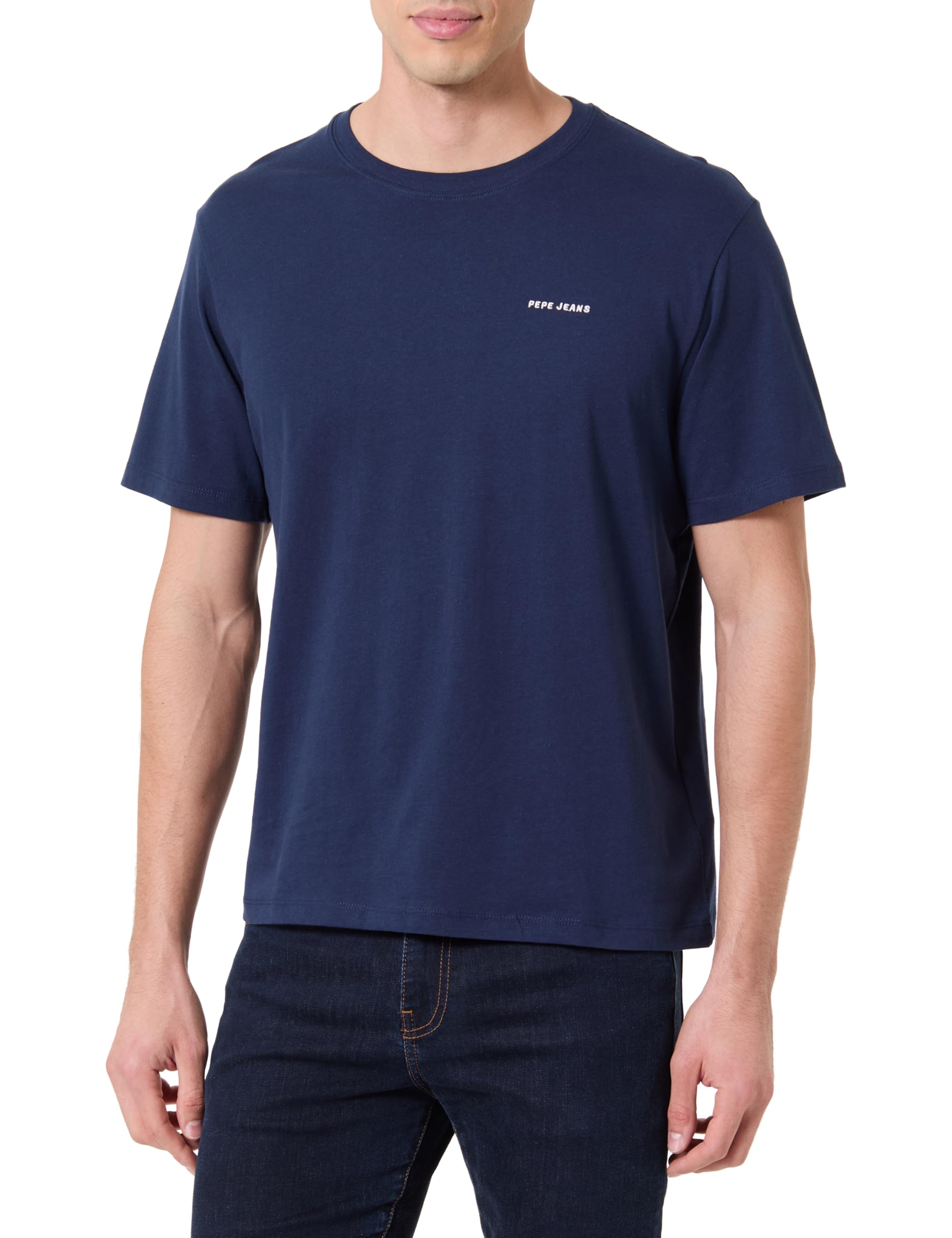Pepe Jeans Men's M Basic Logo T-Shirt, Blue(SEA Blue), XL