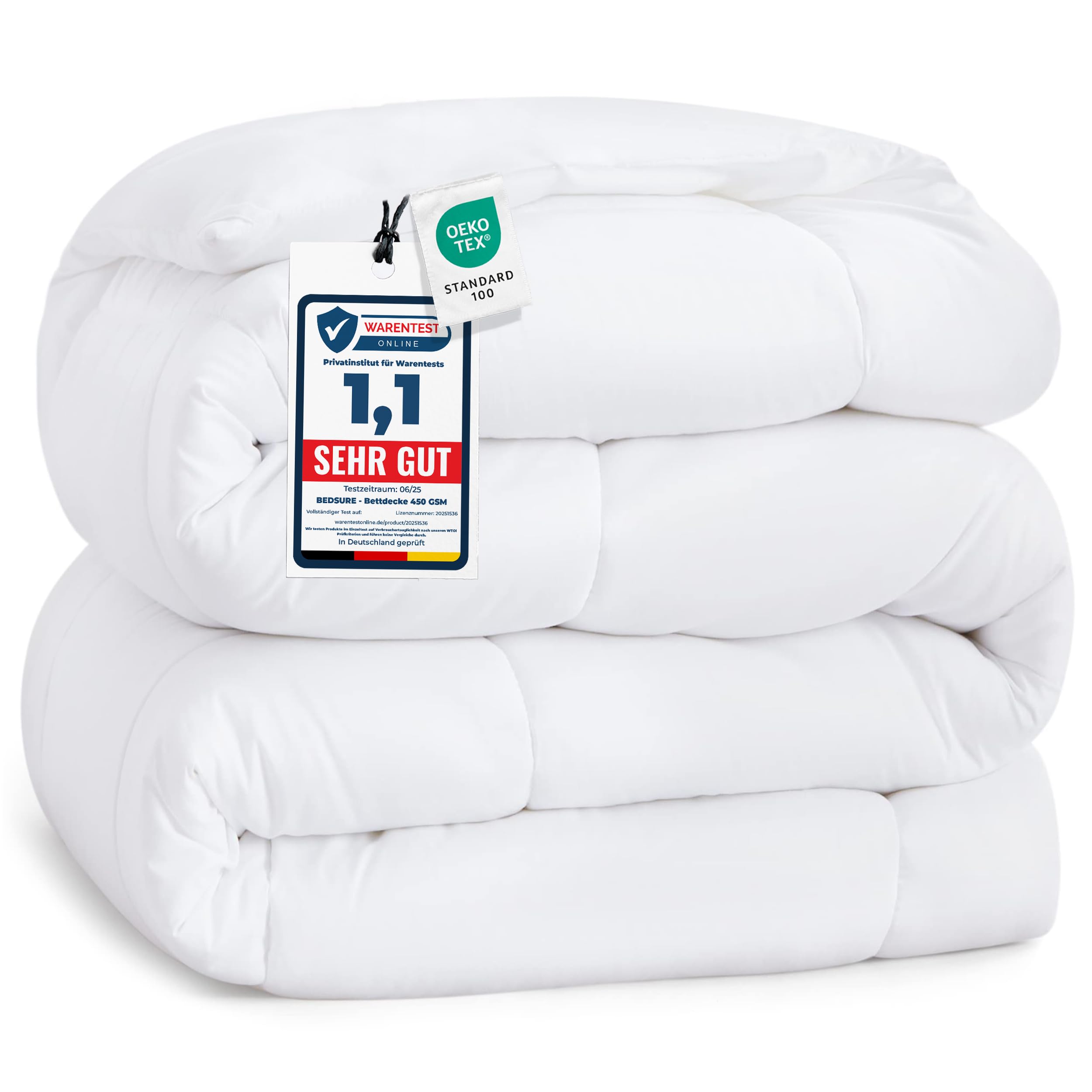 BEDSURE Bettdecke 220x240 Winterdecke 450gsm - Warm Winterdecke, Weiß | Oeko-Test Zertifiziert Bettdecken, Weiche Microfaser Schlafdecke, Winterdecke, für Winter, Waschbar Dicke Winterbettdeck