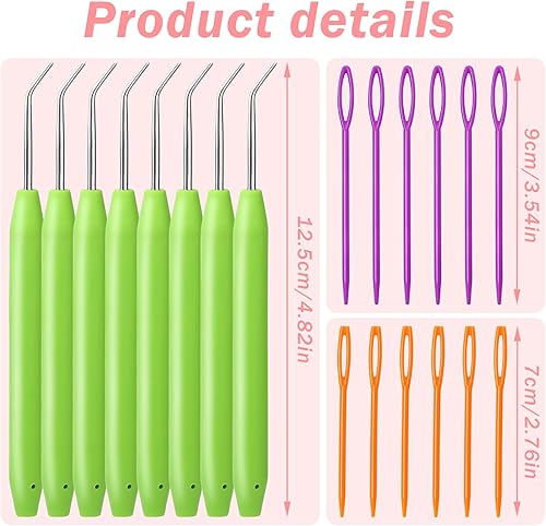 Miniatura 2 de WONVOC Loom - Juego de ganchos de punto, kit de gancho de aguja de ganchillo, 8 ganchos de telar de tejer verdes con 12 agujas de coser de plástico