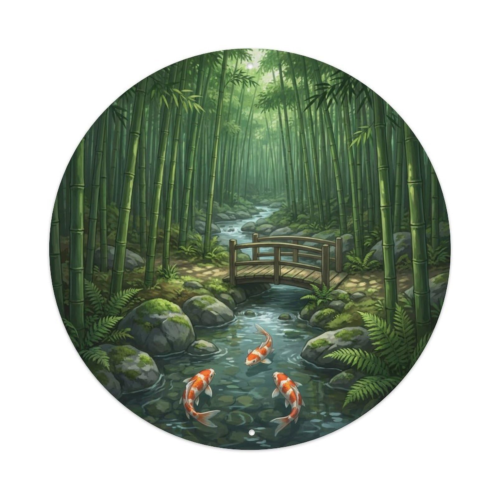 Tgrcjimh Style Metal Tin Sign Japanese Koi Fish Bamboo Forest Deep Immersive
