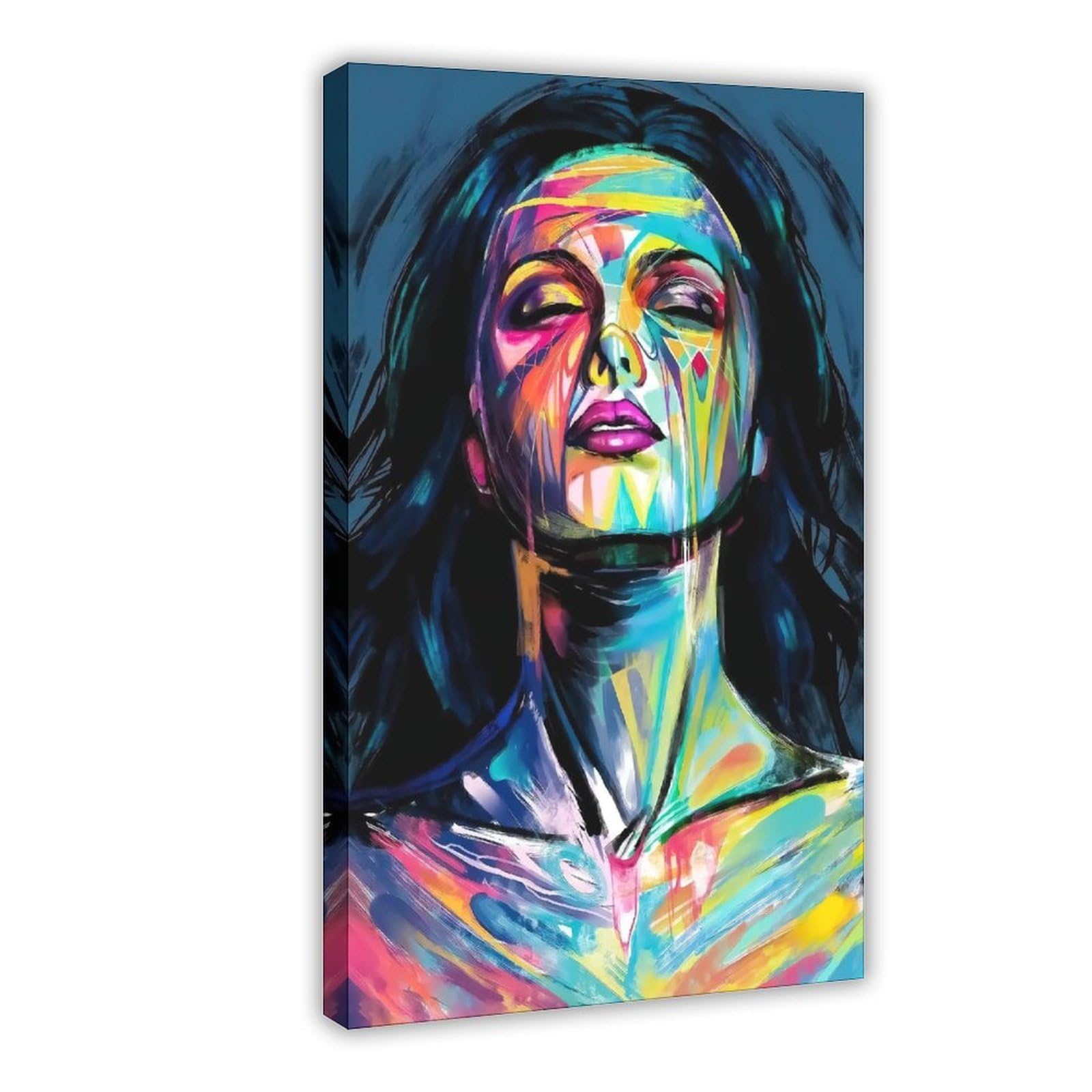Bareronor Frame Colorful Abstract Woman Canvas Poster Bedroom Decor Landscape Office Room Decor Gift 12" L X 18" W
