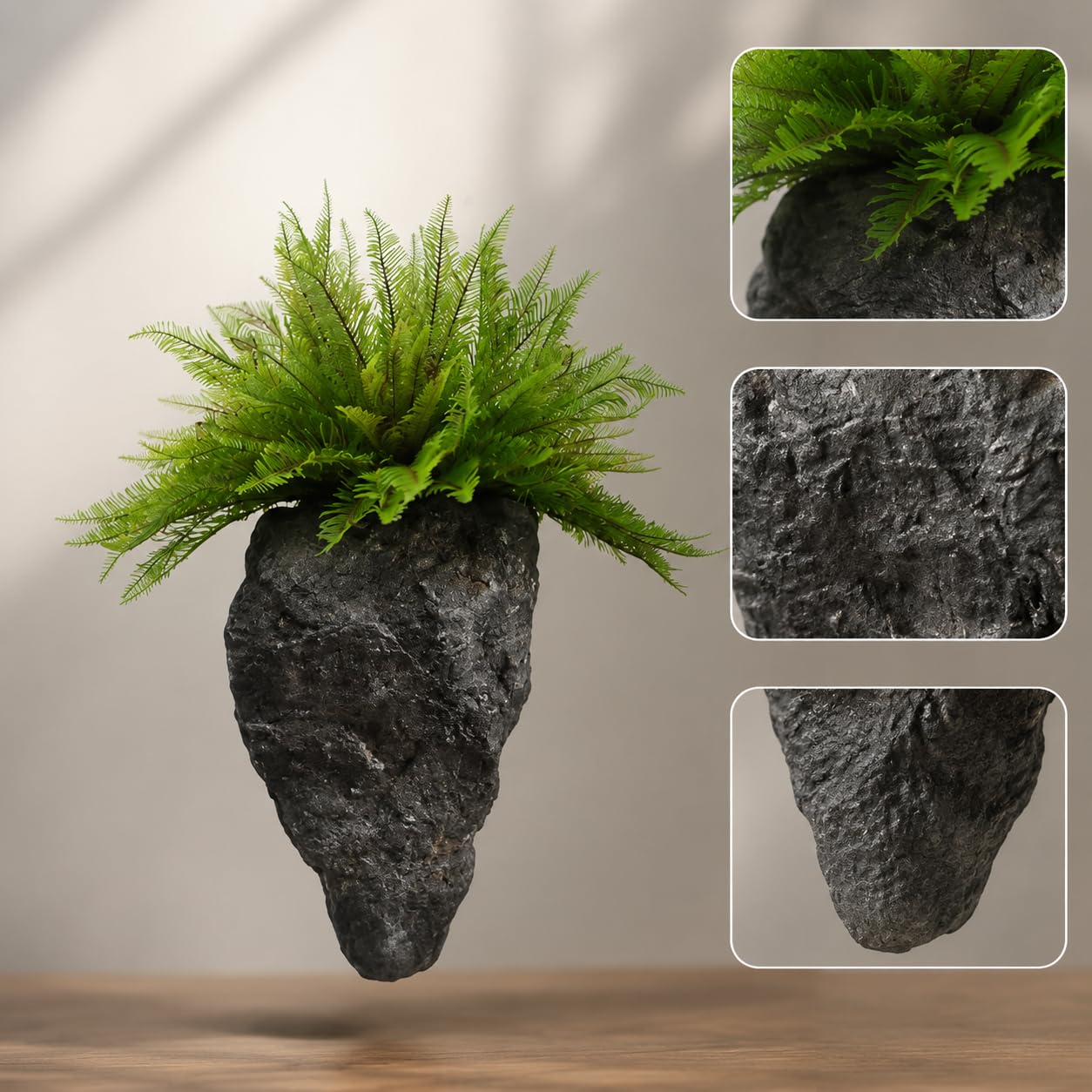 Künstliche Felsen, Felsoptik, 1# Schwebe-Stein-Pflanzgefäß (PU) | Robuste Oberfläche, Felsartige Dekoration, Wohnzimmergestaltung, Für Landschaftsgestalter