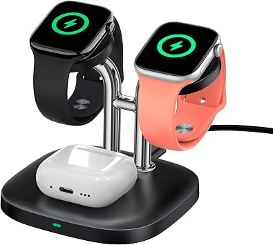 3 in 1 Dual Watch Wireless Charger Stand for Apple Watch Ultra 4/12,AirPods