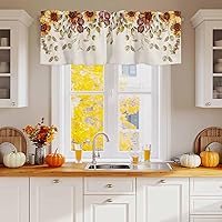 Vista 23 de Cenefas botánicas de acuarela para ventanas de cocina, cenefa de cortina de hojas verdes, cortinas cortas de rama de plantas con bolsillo