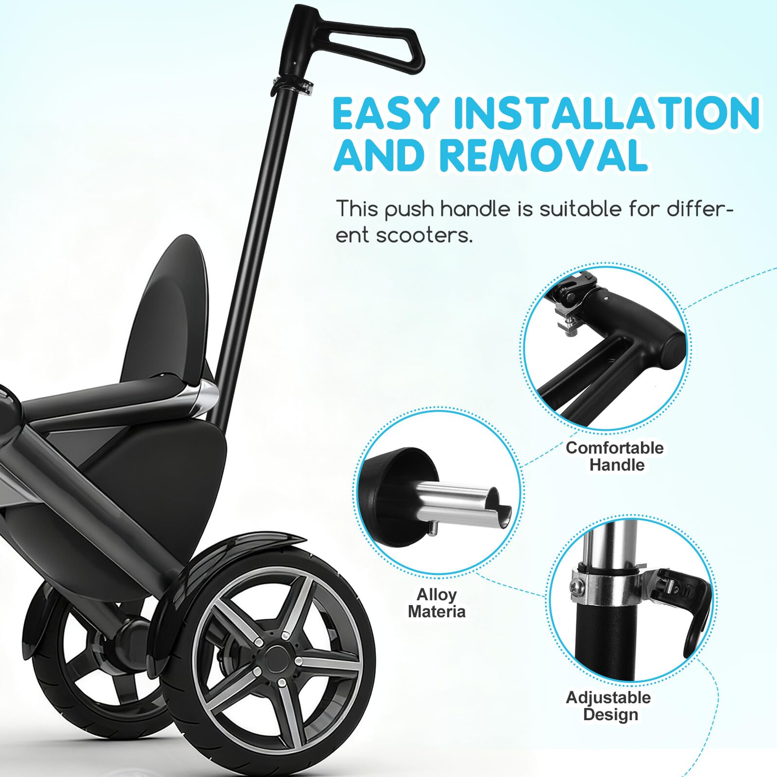 Maniglia e Facile da Installare di Ricambio e Push Car per Passeggino in Plastico e Lega, Design Ergonomico Accessorio per Genitori Attivi