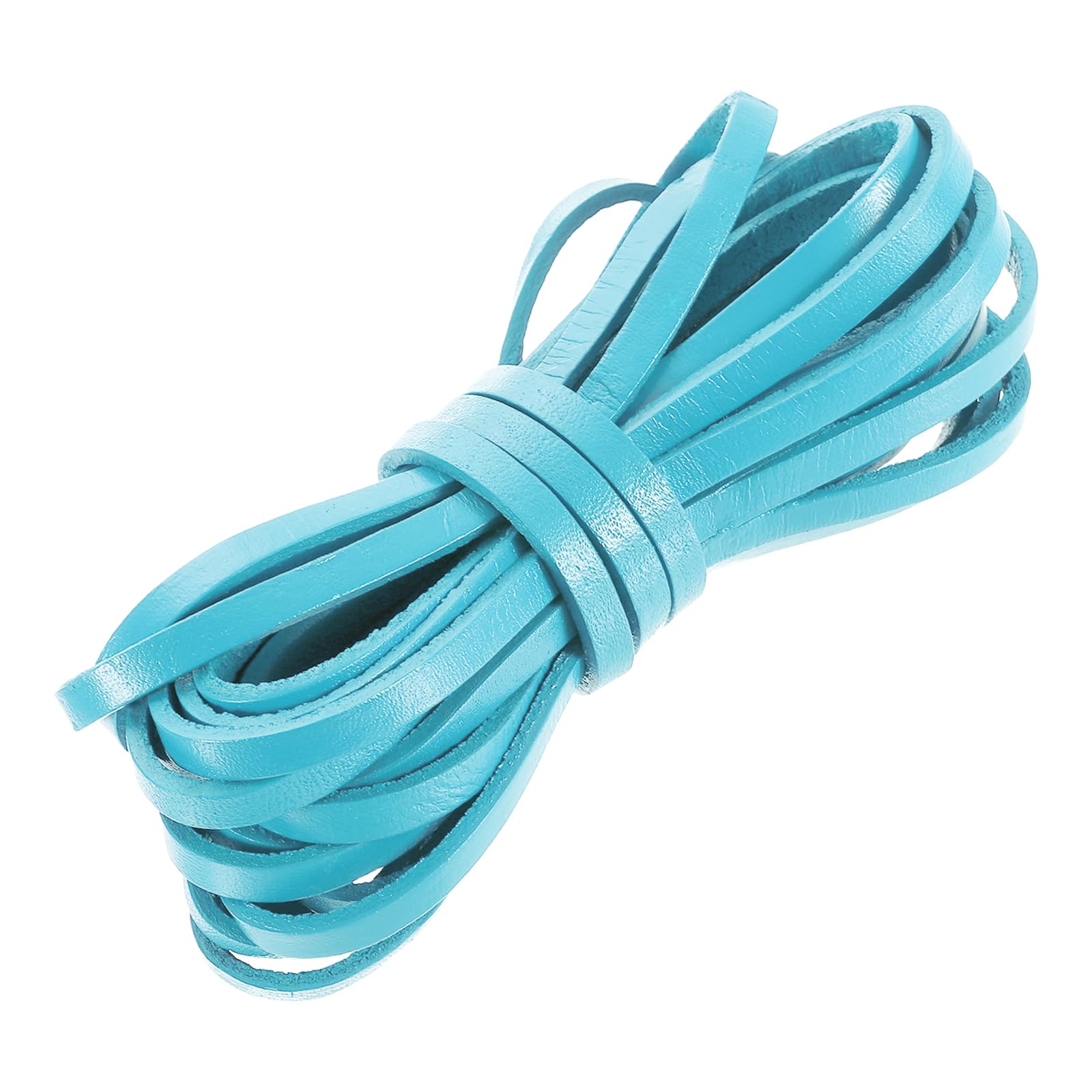 Cordon plat en cuir bleu 5 mm lacet pour fabrication de bracelets et sacs
