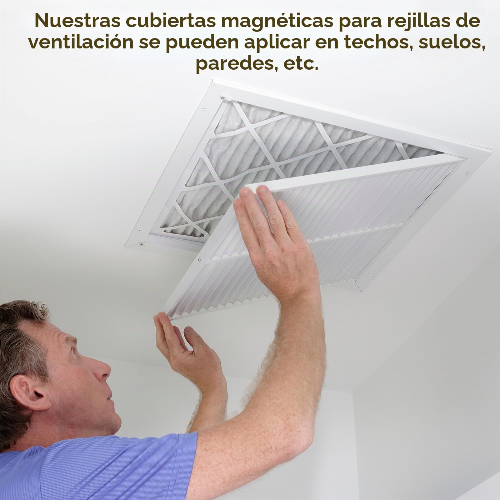 QUARKZMAN 2 Piezas Cubiertas Magnéticas Cuadradas para Rejillas de Ventilación, Cubiertas Bloqueadoras de 8"x8" para Rejillas de Aire de Piso, Pared y Techo en Casa (Blanco)