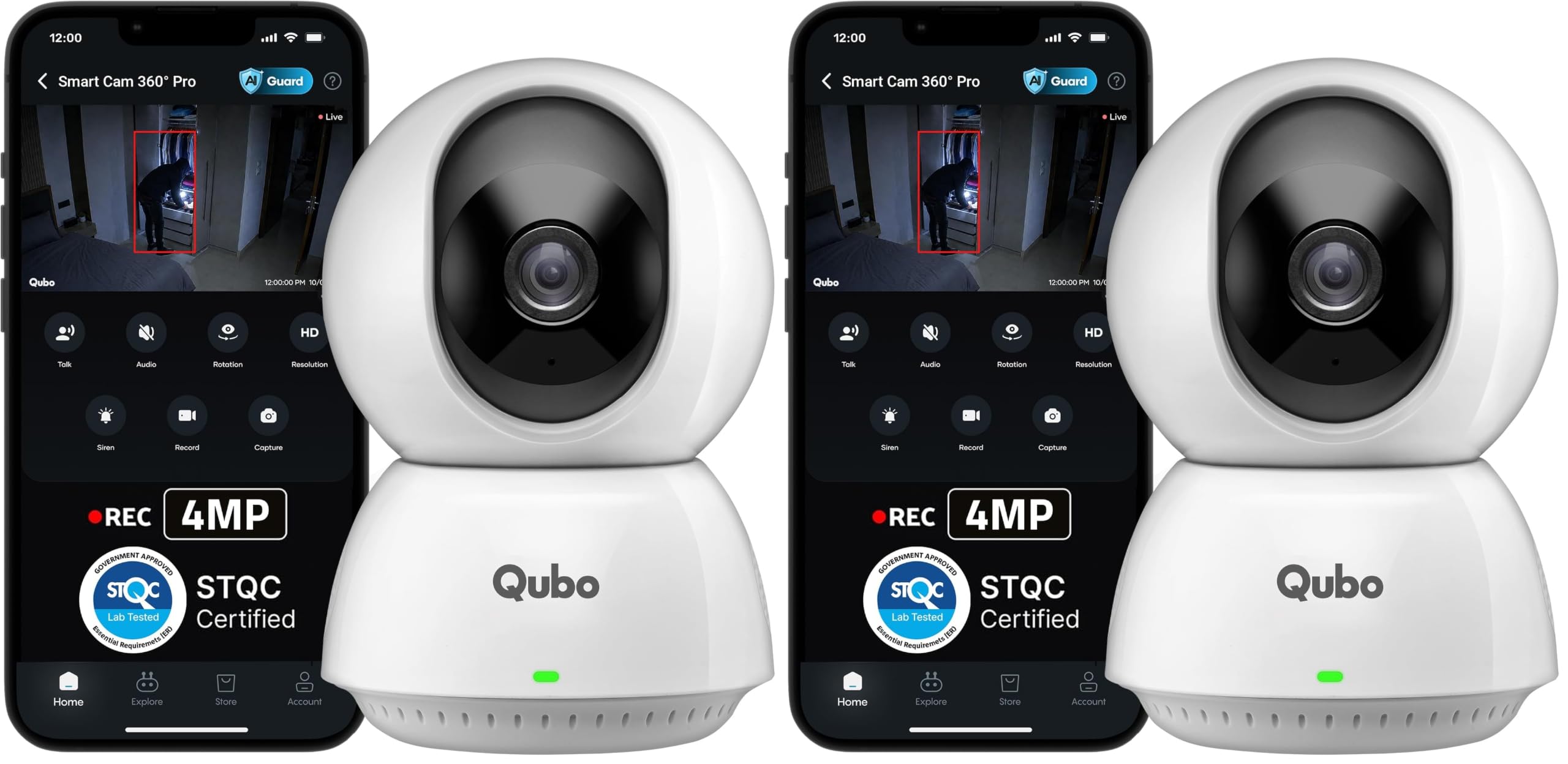 Qubo Smart Cam 360° Pro 4MP by Hero Group [2026 Edition]| STQC Certified | Color Night Vision | 360° Panoramic Monitoring |App Alerts | 2-Way Talk | AI Person Detection | Cloud & SD Card Support-image-21
