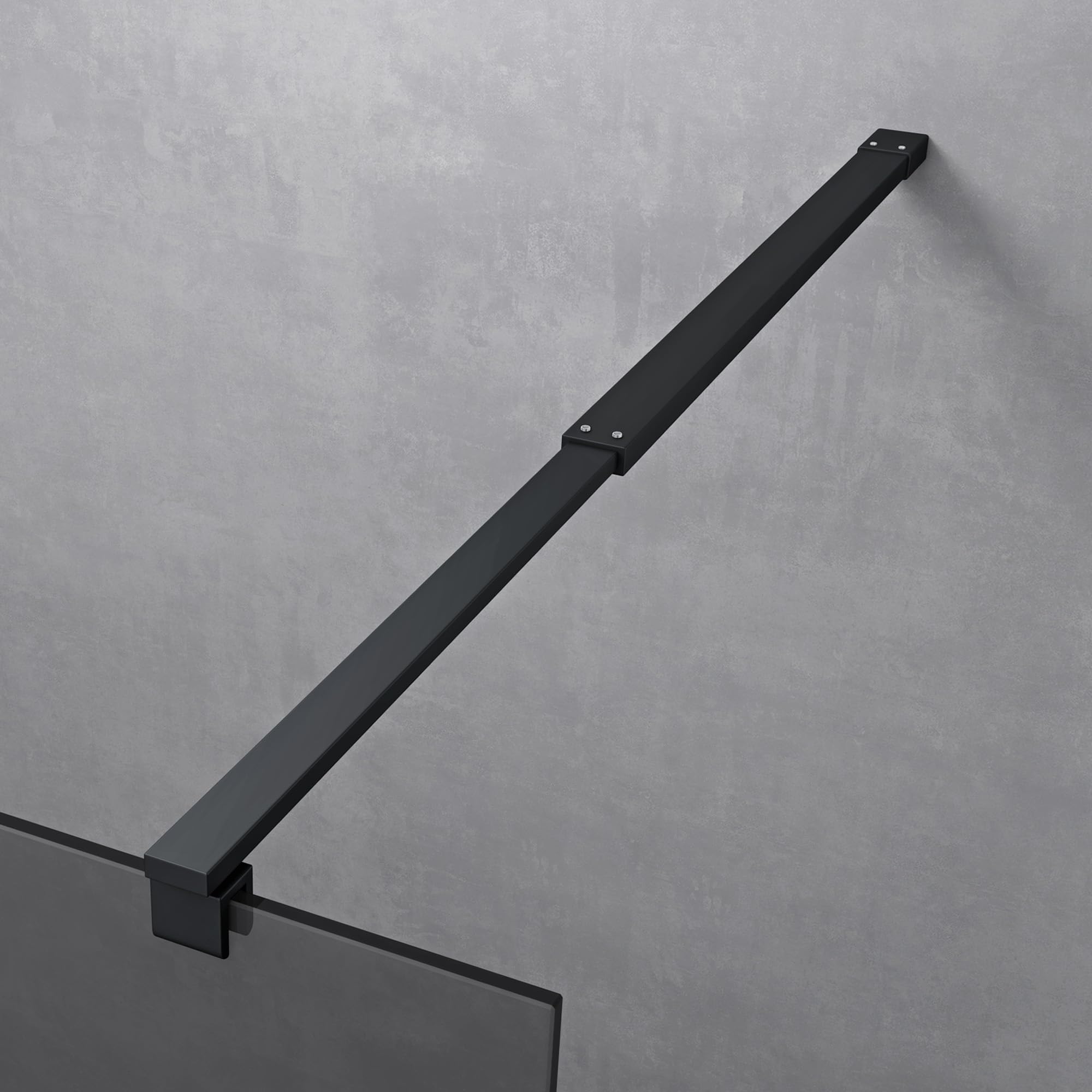 Mai & Mai Duschwand für Dusche Duschabtrennung 140x200cm Walk-In Dusche | Duschtrennwand Schwarz 10mm ESG-Sicherheitsglas NANO Glas Dunkelgrau BRAM3 Bremen02VG