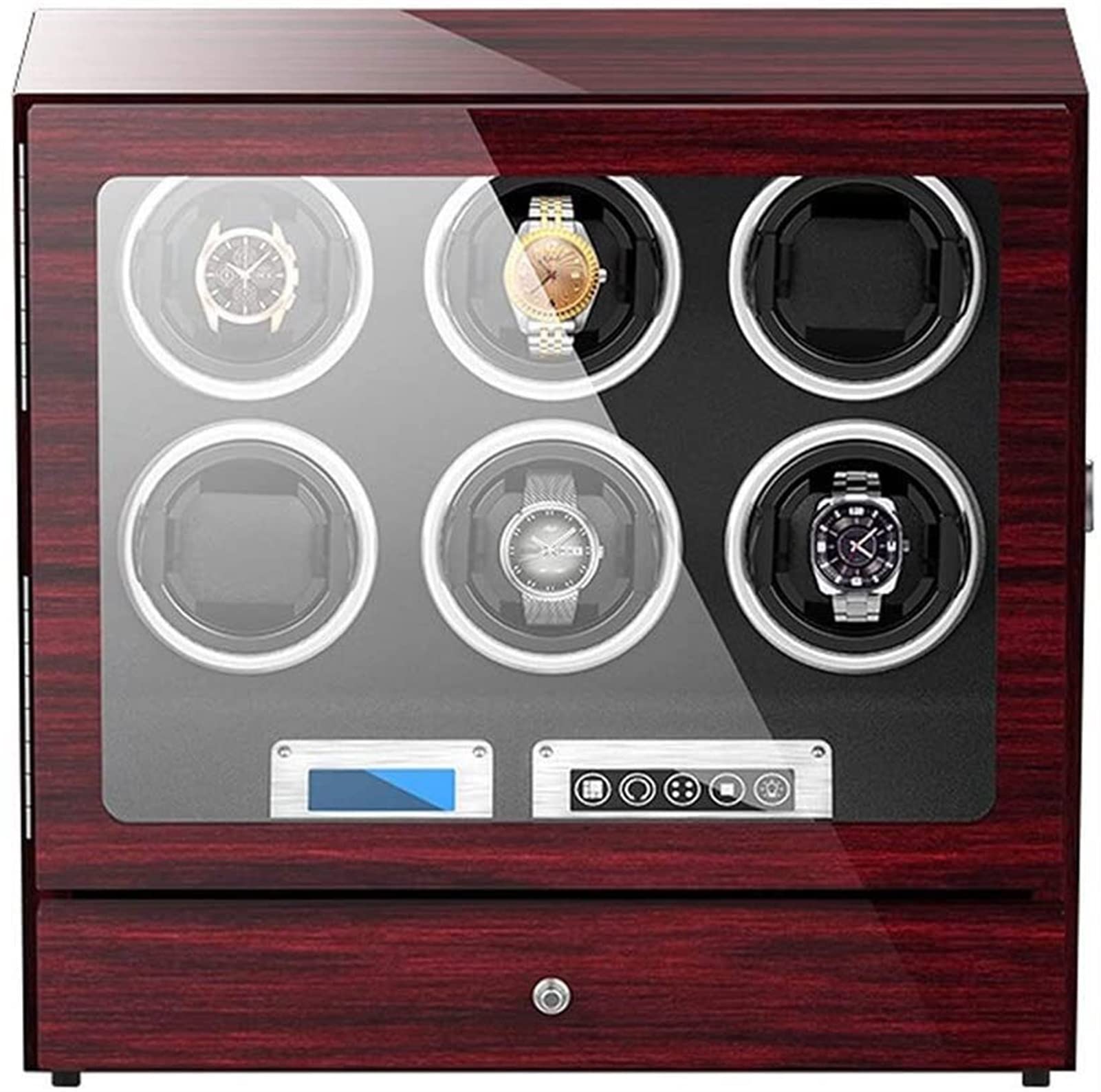 CGCSYZ Automatic Watch Winder Wooden Watch Storage Box LCD Touch Screen Piano Paint Exterior Quiet Motor LED Illumination Accessories (Red)