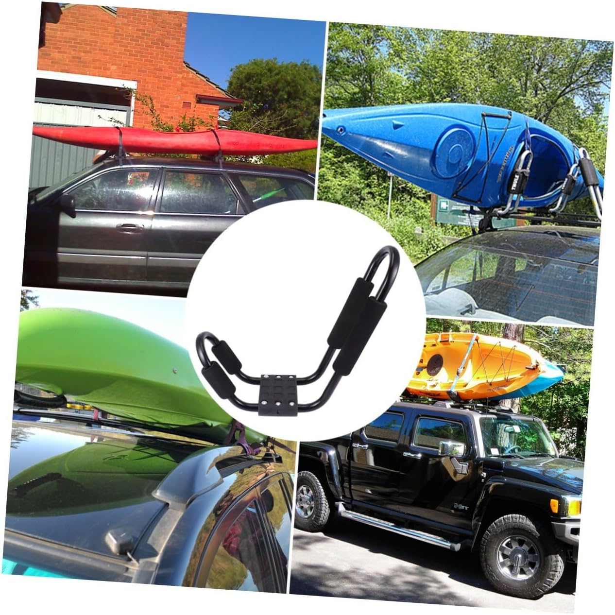 2pcs Detachable Car Roof Luggage Rack Kayak and Canoe Roof Rack for SUV with Black Steel Frame Suitable for Outdoor Kayaking and Ski Equipment Transport