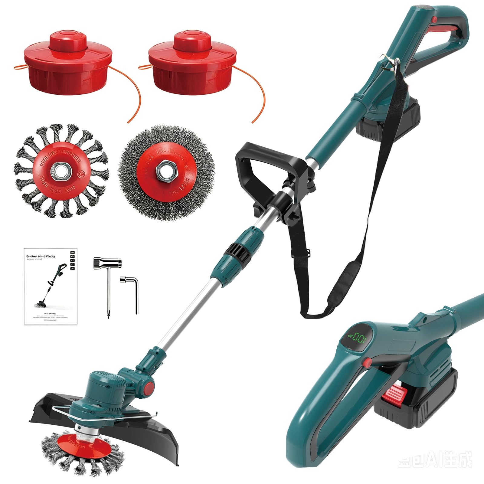 ZHHR Akku rasentrimmer mit akku, 24 V rasentrimmer akku, 5 in 1 rasentrimmer