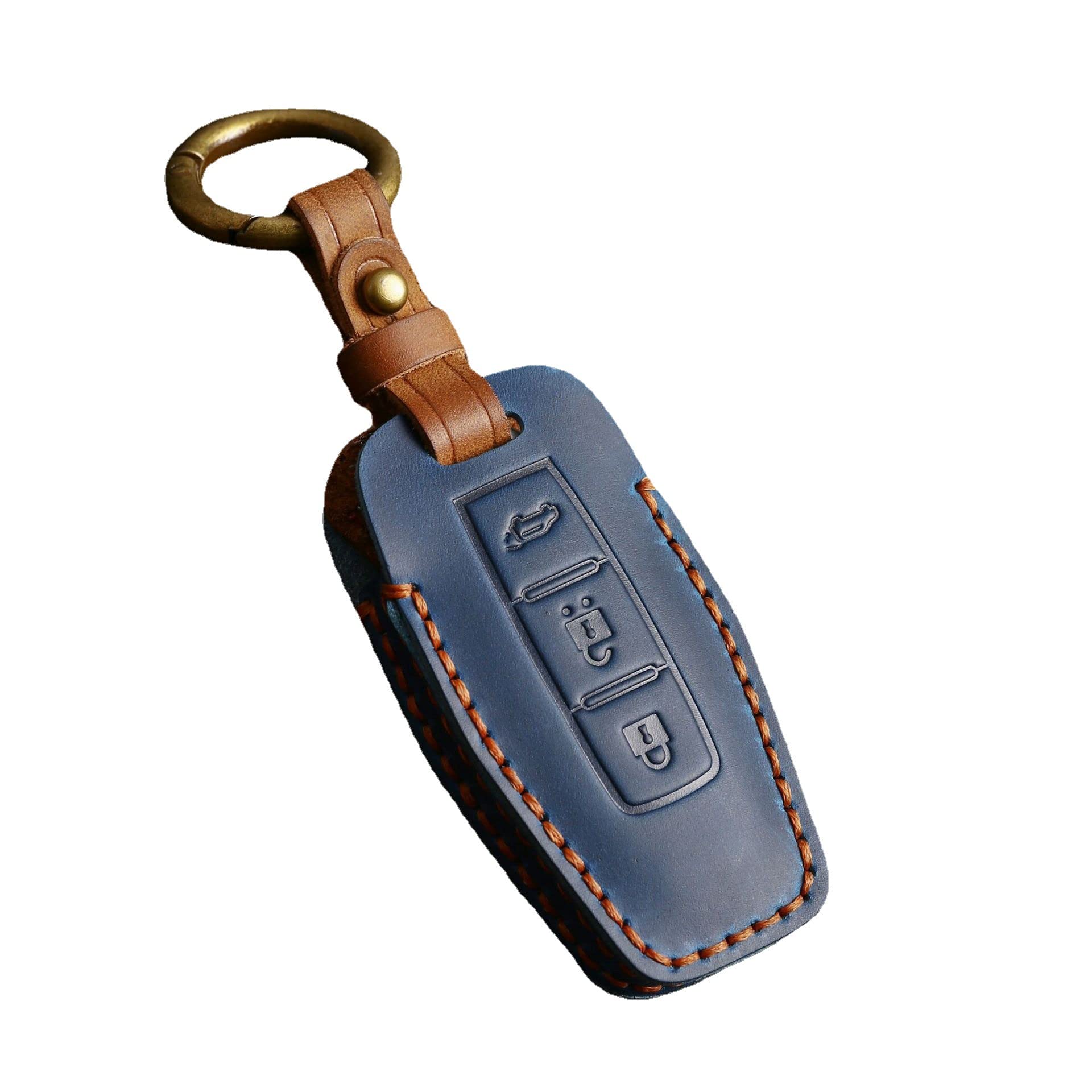 Funda De Cuero Para Llave De Coche Mitsubishi Outlander 2022-2023 - Protector De 3 Botones Keyless