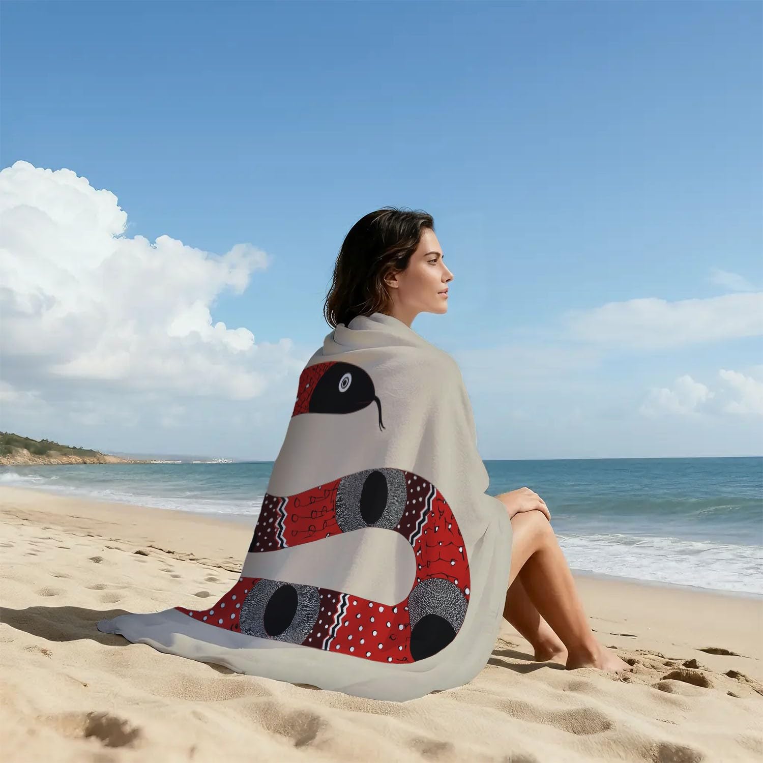 Tier Strandtuch 230 x 210 cm - Strandtuch trandtuch Leichtdünn Weich Strandtuch Pünktchen, Schlangen,für Strand, Pool, Yoga, Picknick
